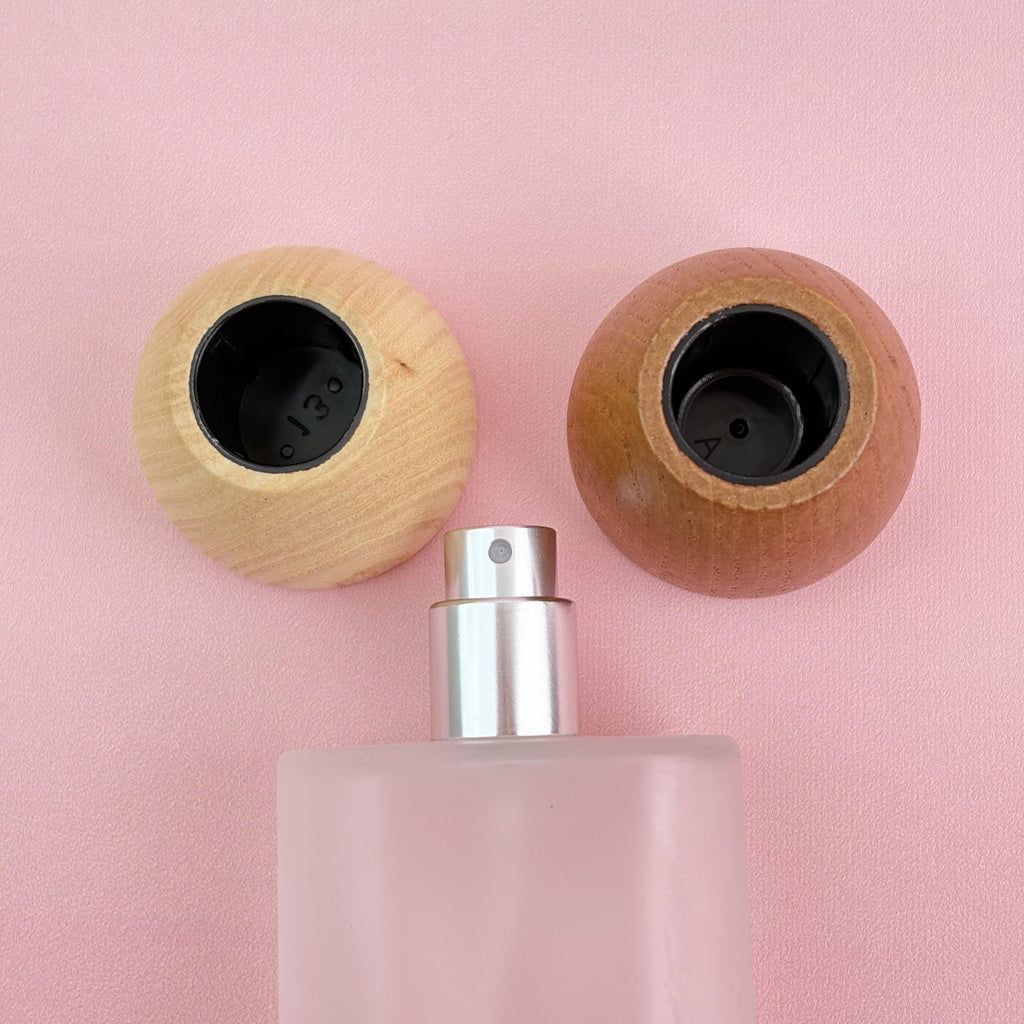 Frosted Glass Fragrance Spray Container with Wooden Cap