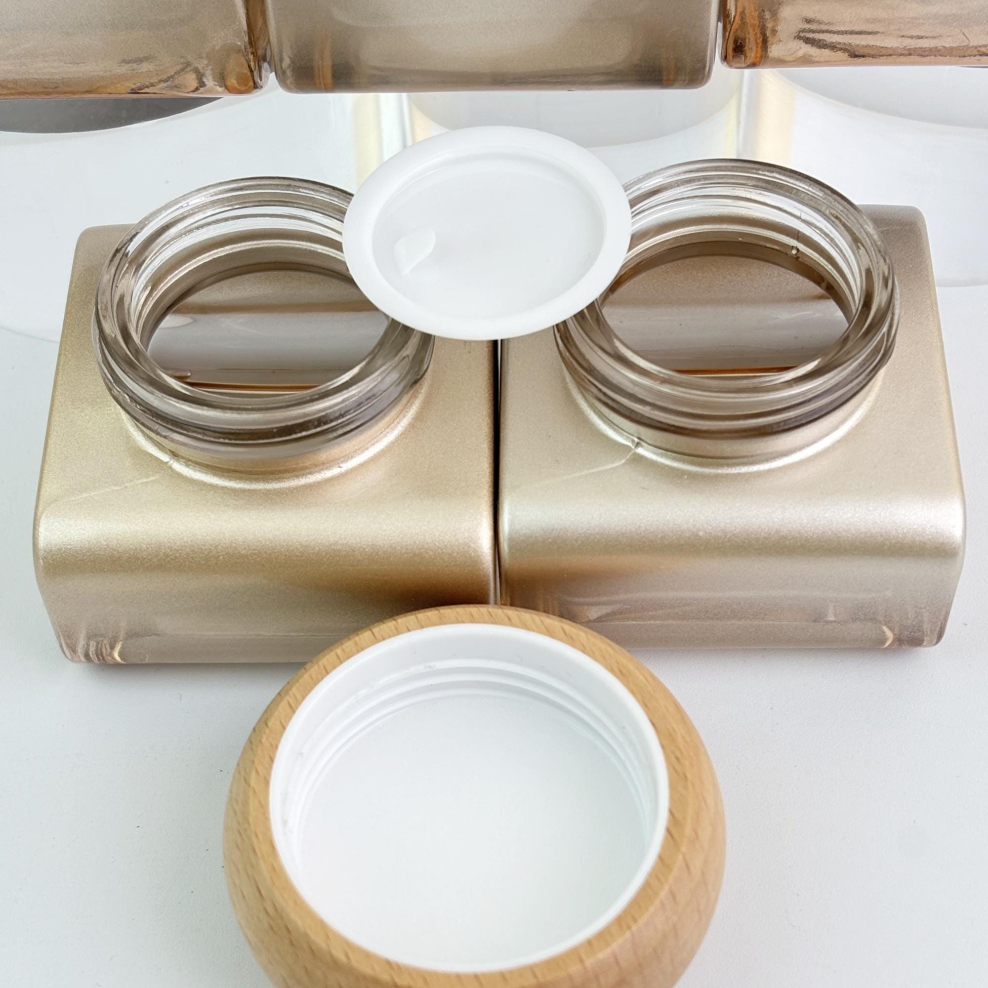 Champagne Square Glass Cream Jar 30g 50g