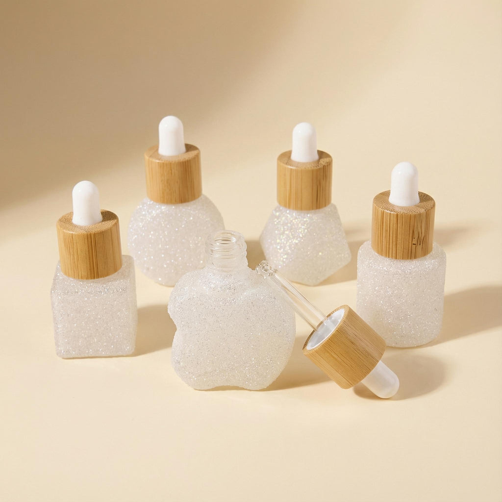8ml Glittery Clear Glass Dropper Bottles
