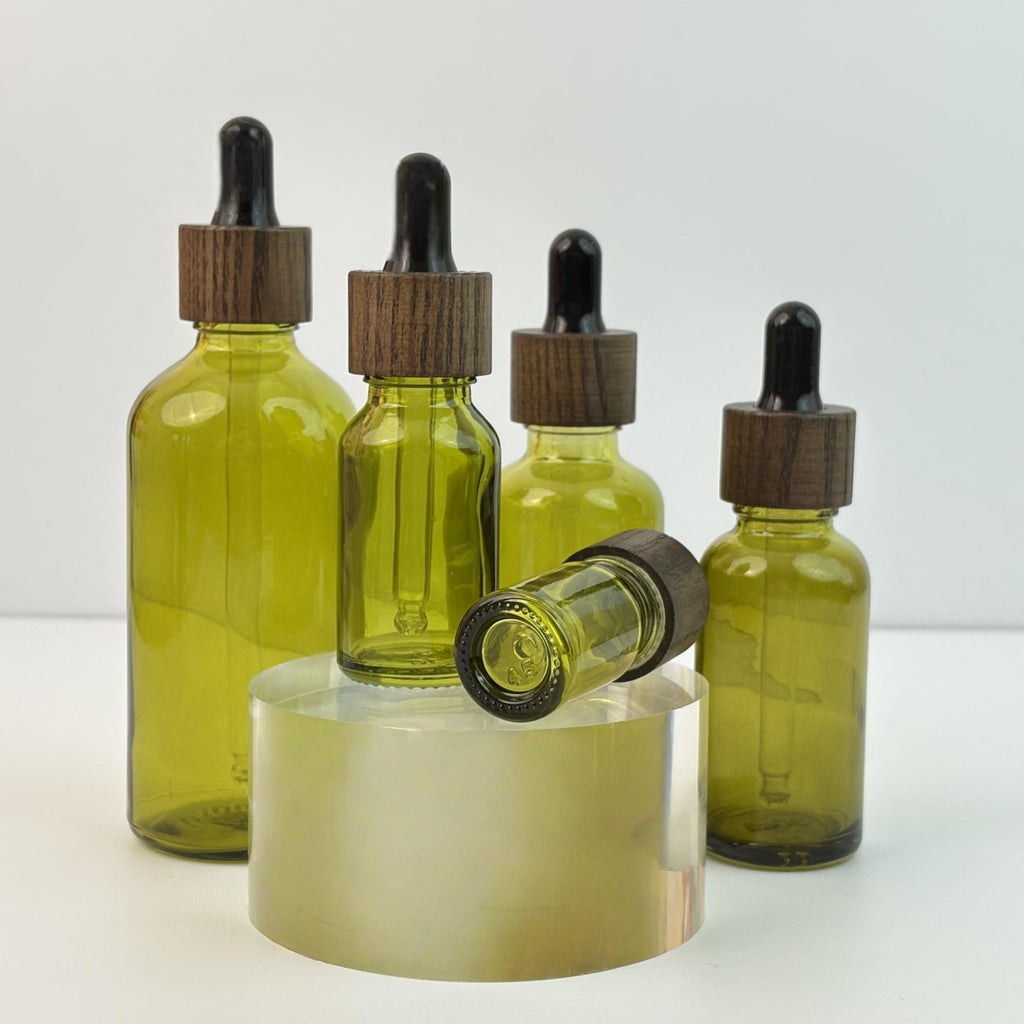 Glass Eye Dropper Bottles with Wood Lid