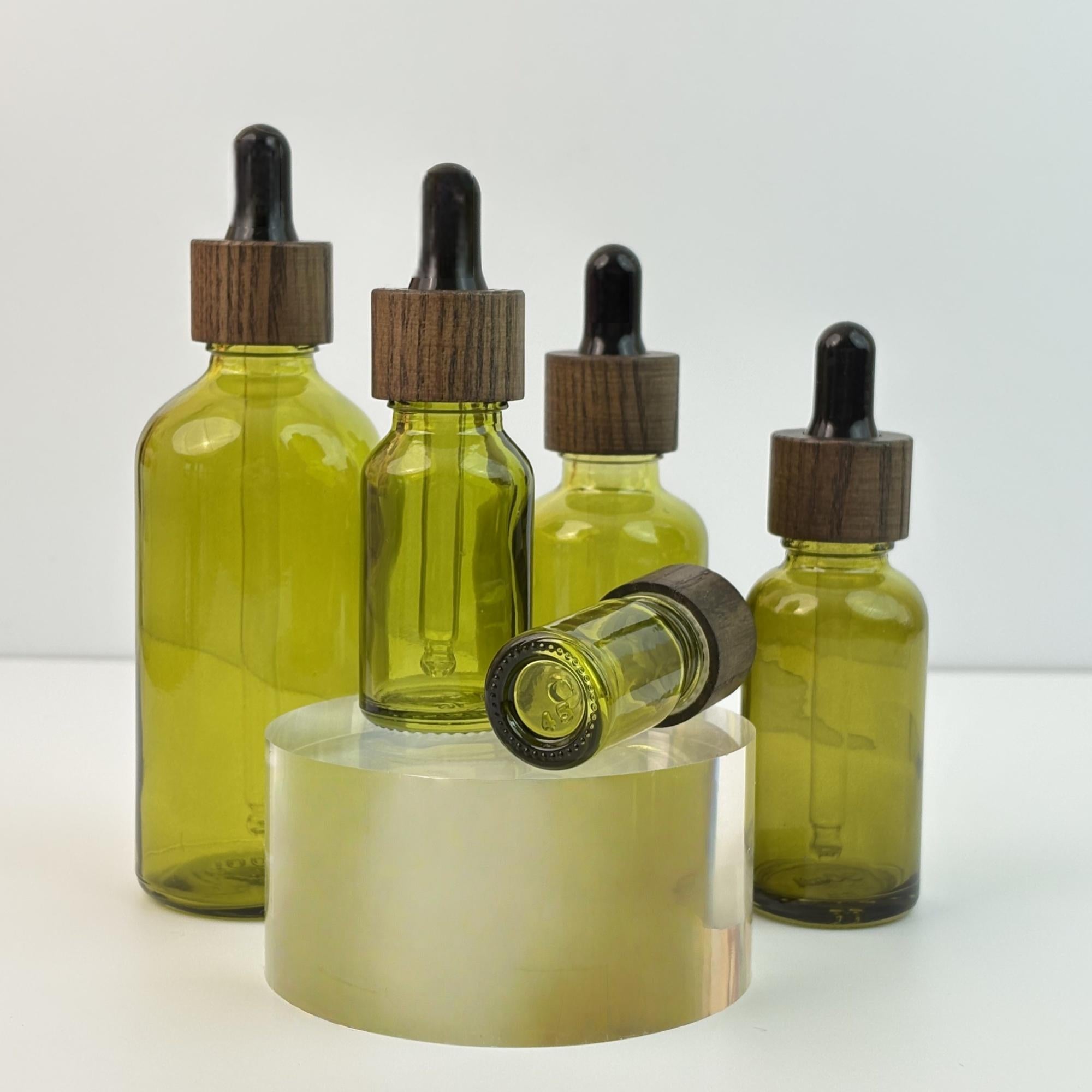 Glass Eye Dropper Bottles with Wood Lid