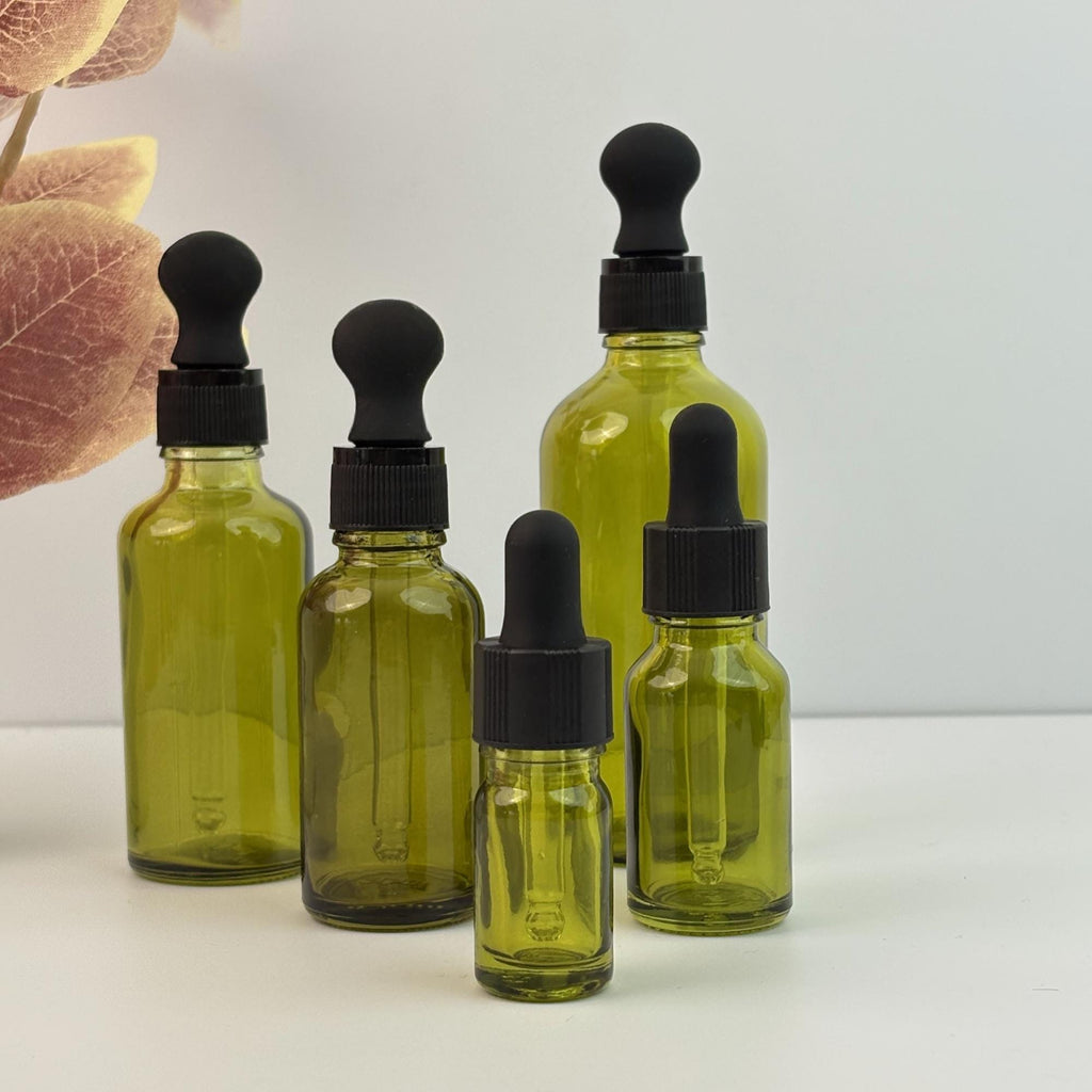 Glass Dropper Bottles with Black Plastic Lid
