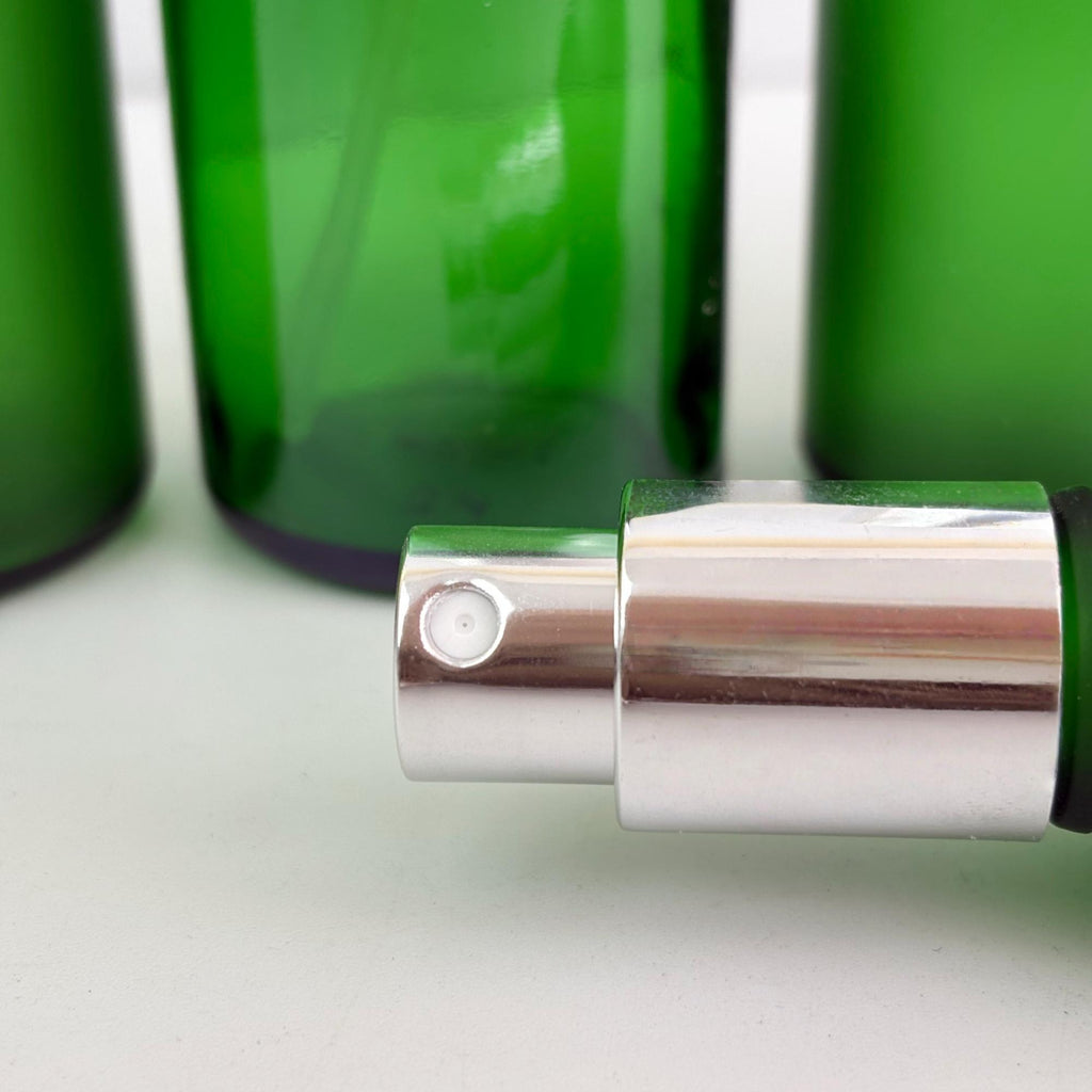 Luxury Green Glass Spray Bottle (Clear or Frosted)