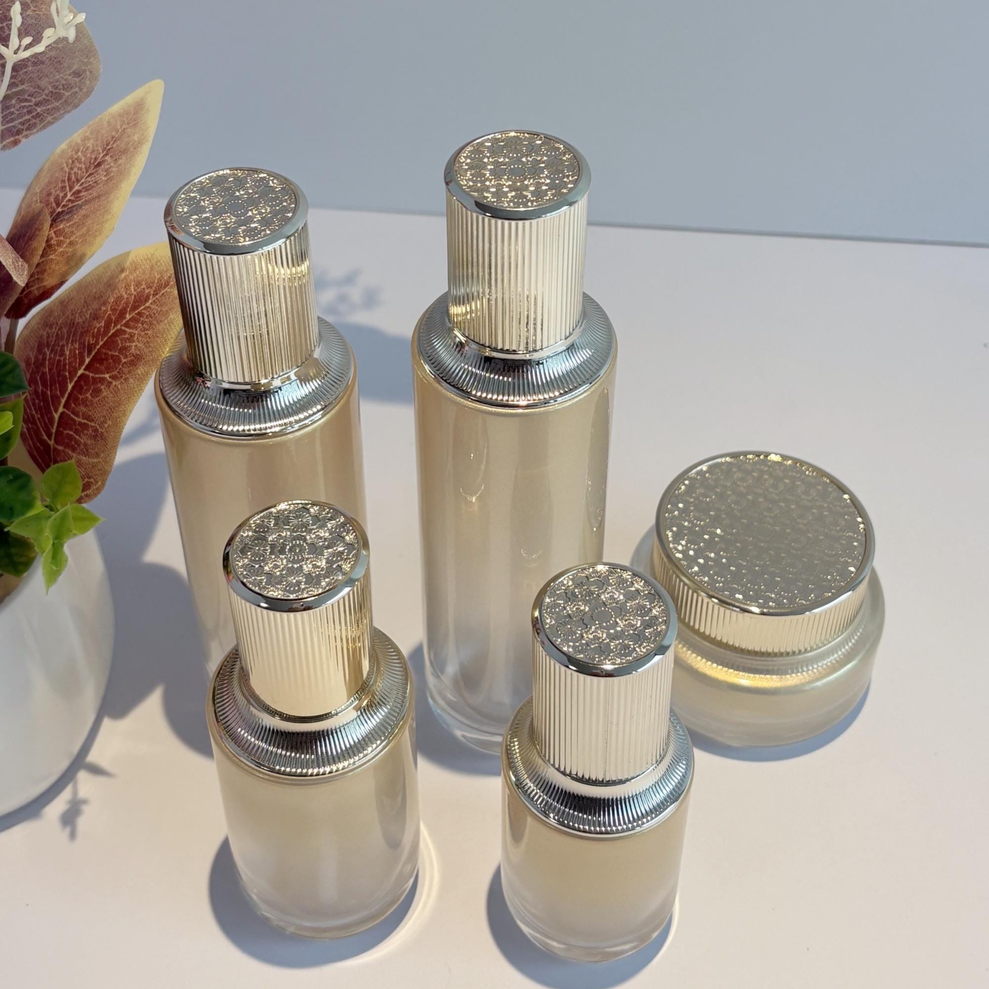 Luxury Gold Gradient Glass Skincare Packaging