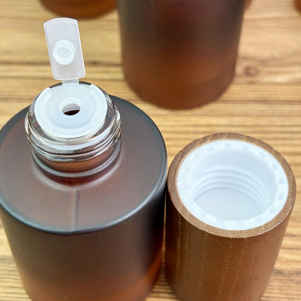 Empty Amber Frosted Glass Cosmetic Packaging