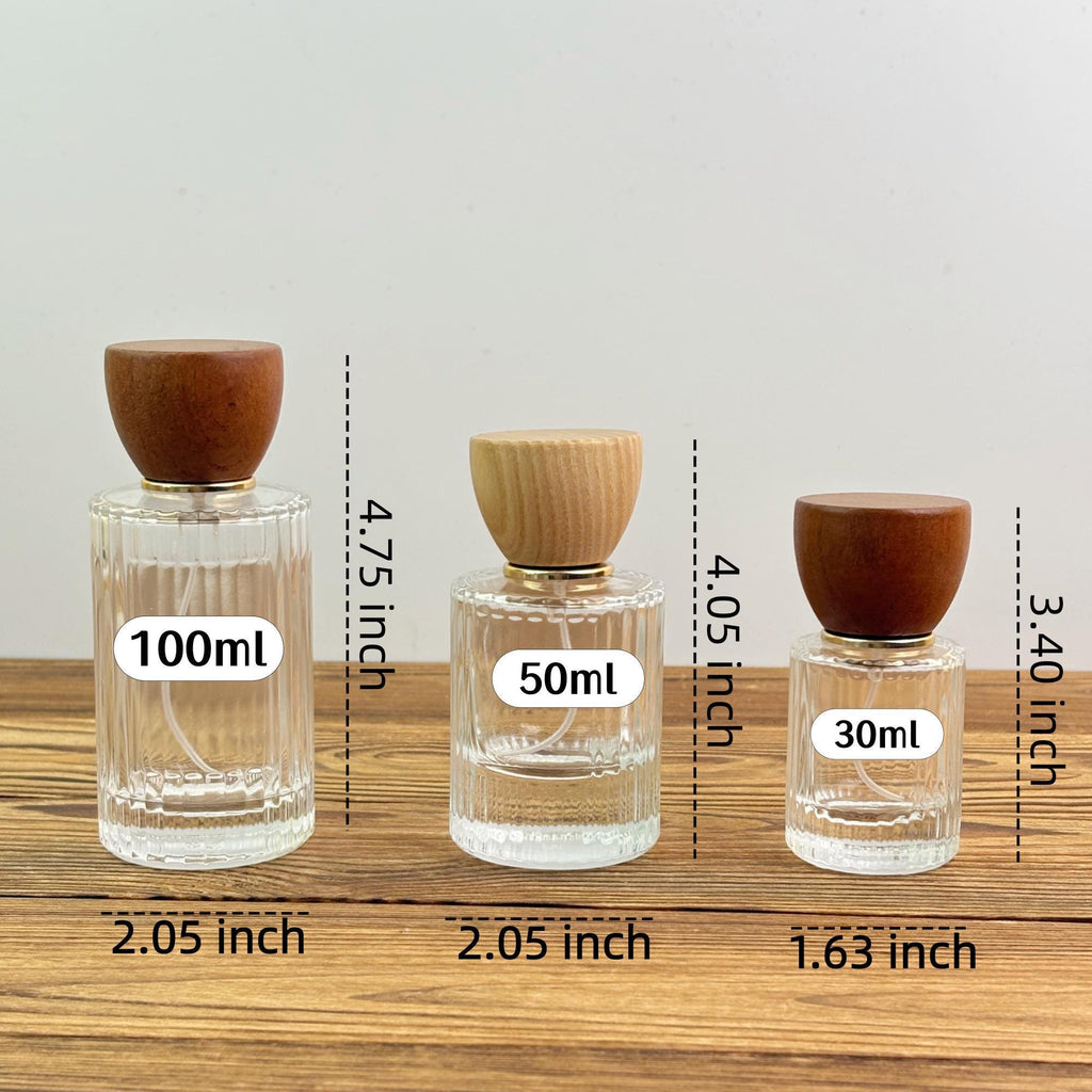 Clear Glass Perfume Spray Bottle with Wooden Cap