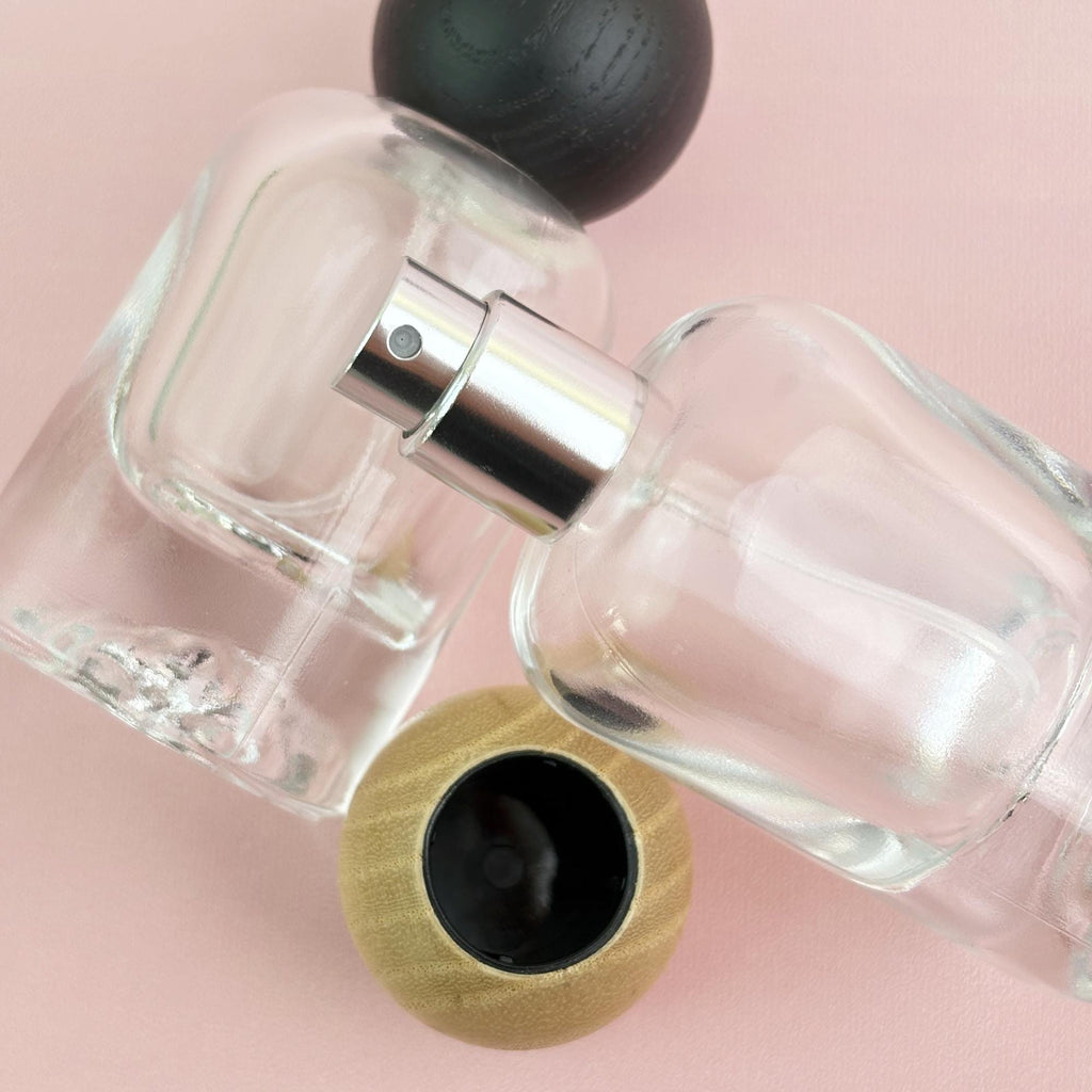 30ml Luxury Clear Glass Spray Bottles with Wooden Cap