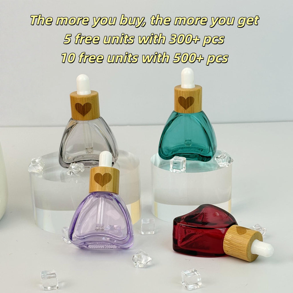 10ml Colorful Glass Tincture Bottle with Wood Heart-shaped Cap