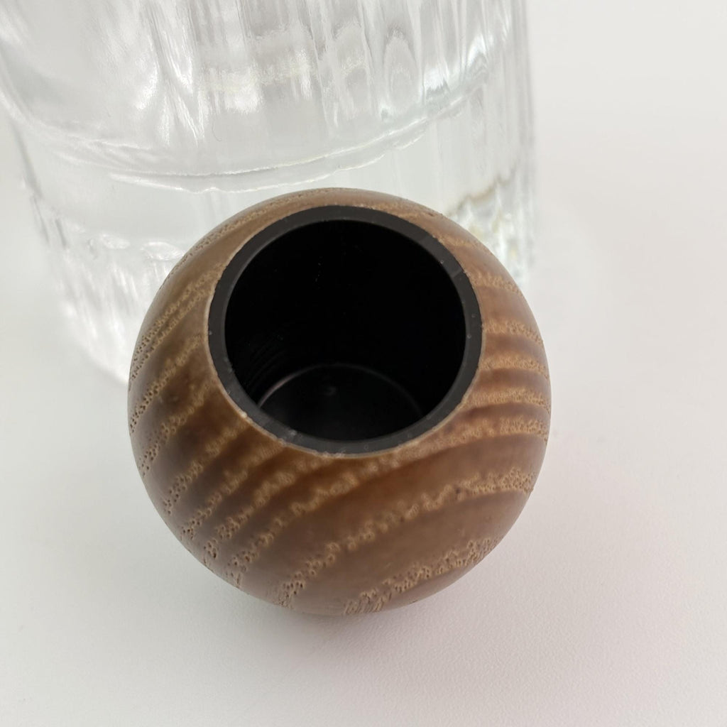 Minimalist Clear Striped Glass Spray Bottle with Wooden Ball Lid
