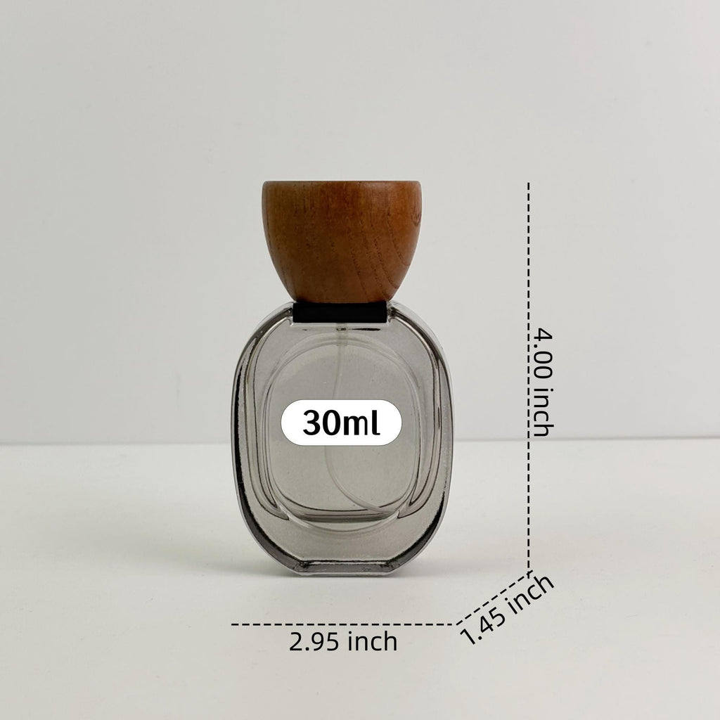 30ml Glass Spray Bottle with Wooden Cap, Frosted