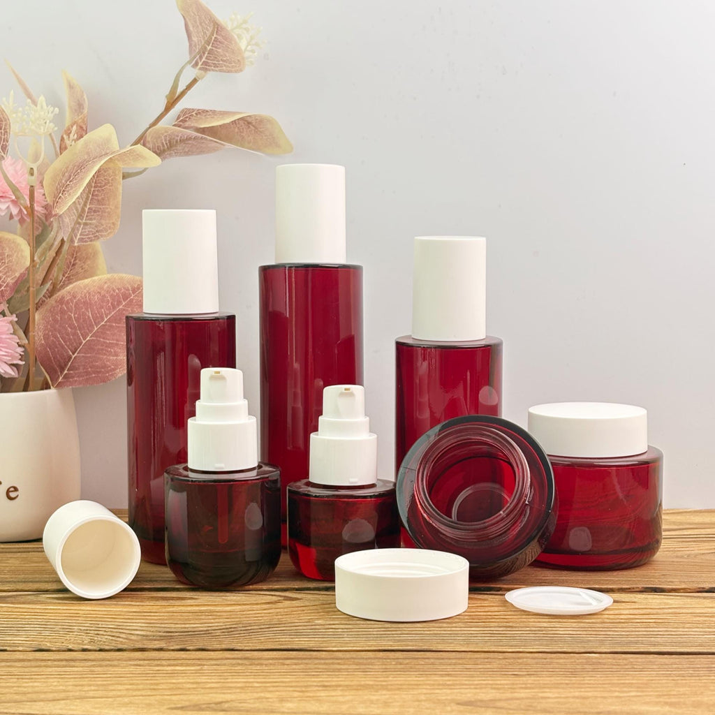 Red Glass Cosmetic Packaging