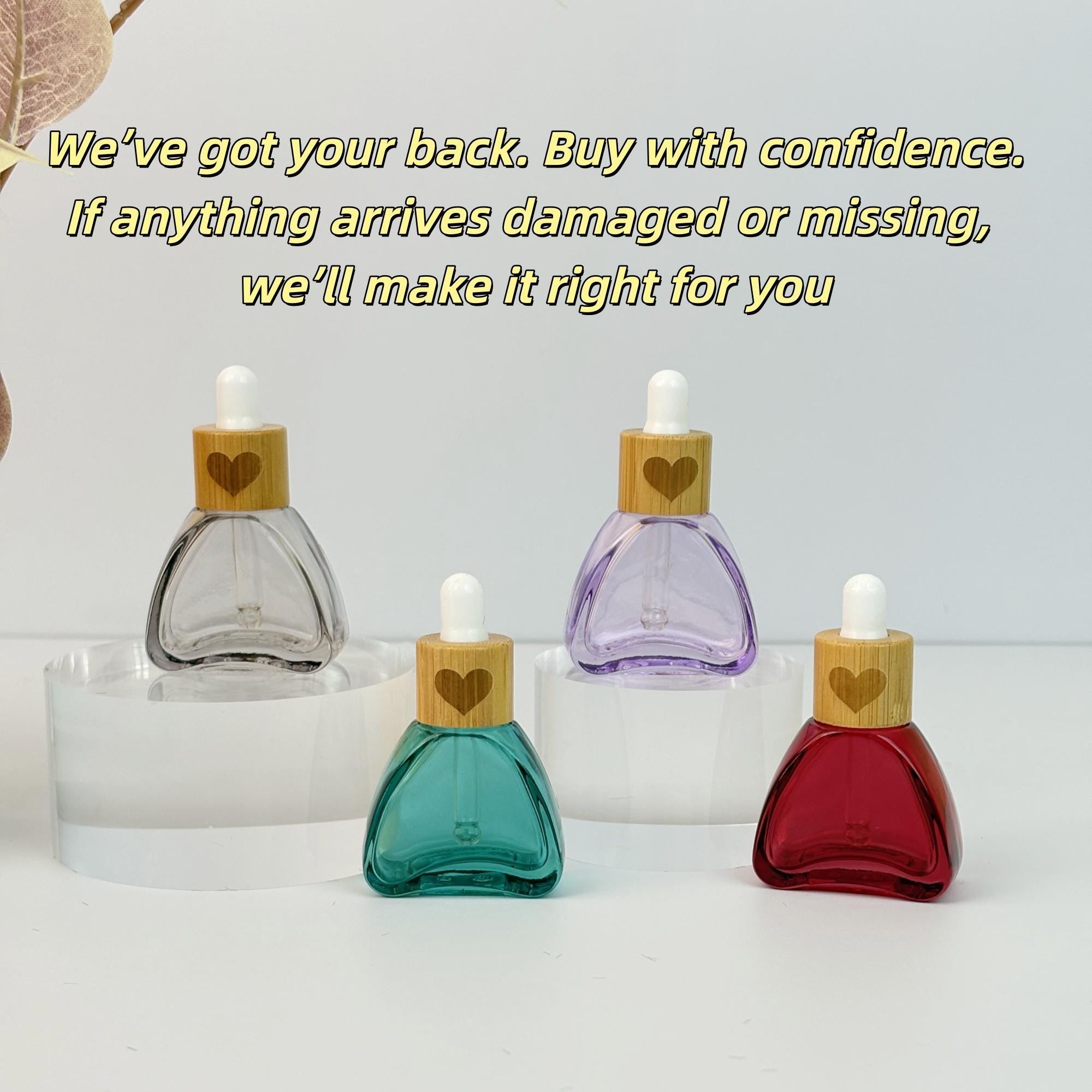 10ml Colorful Glass Tincture Bottle with Wood Heart-shaped Cap