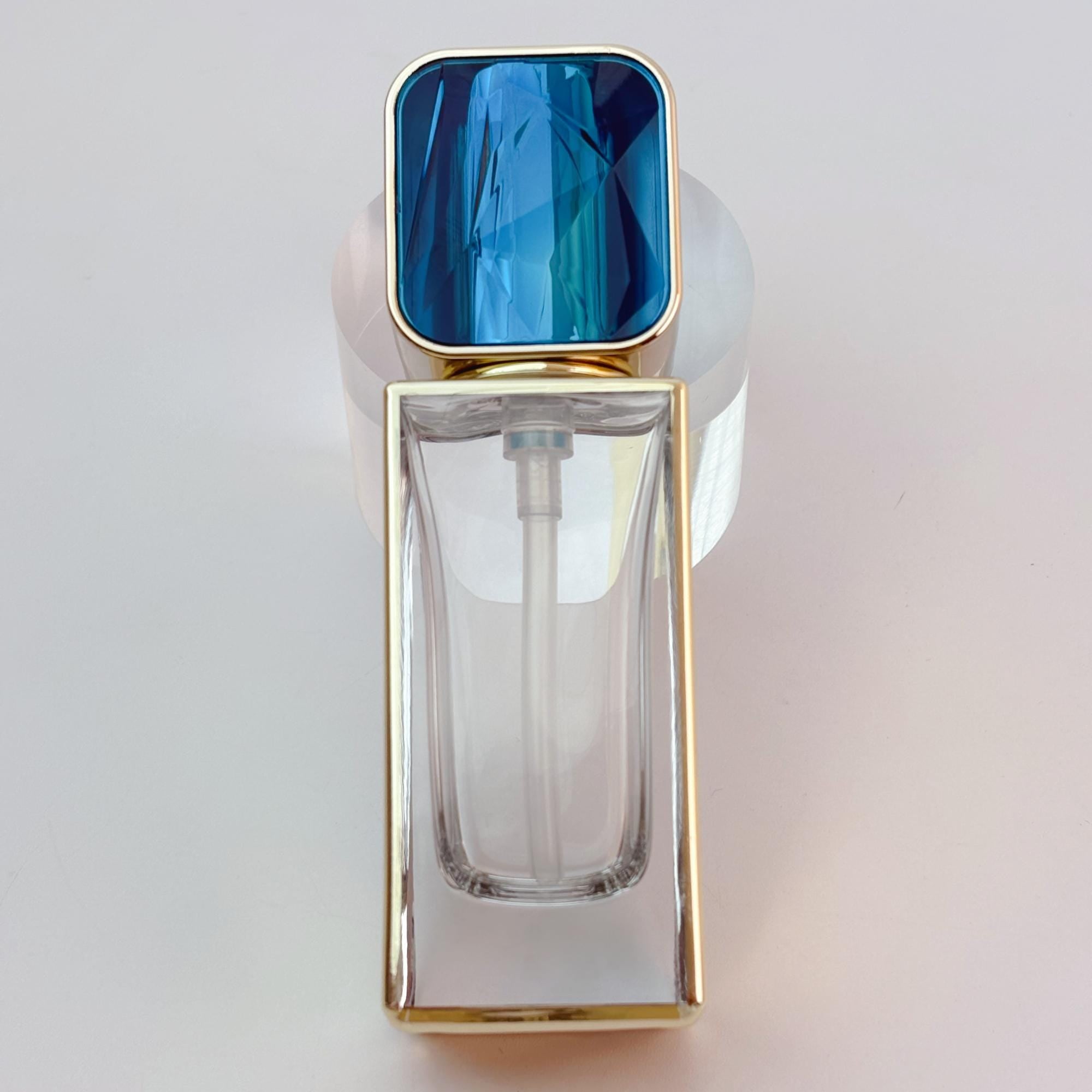 Gilded-Accent Square Glass Lotion Bottles