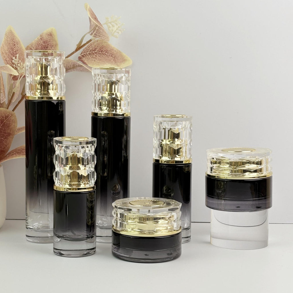 Luxury Black Gradient Glass Cosmetic Containers