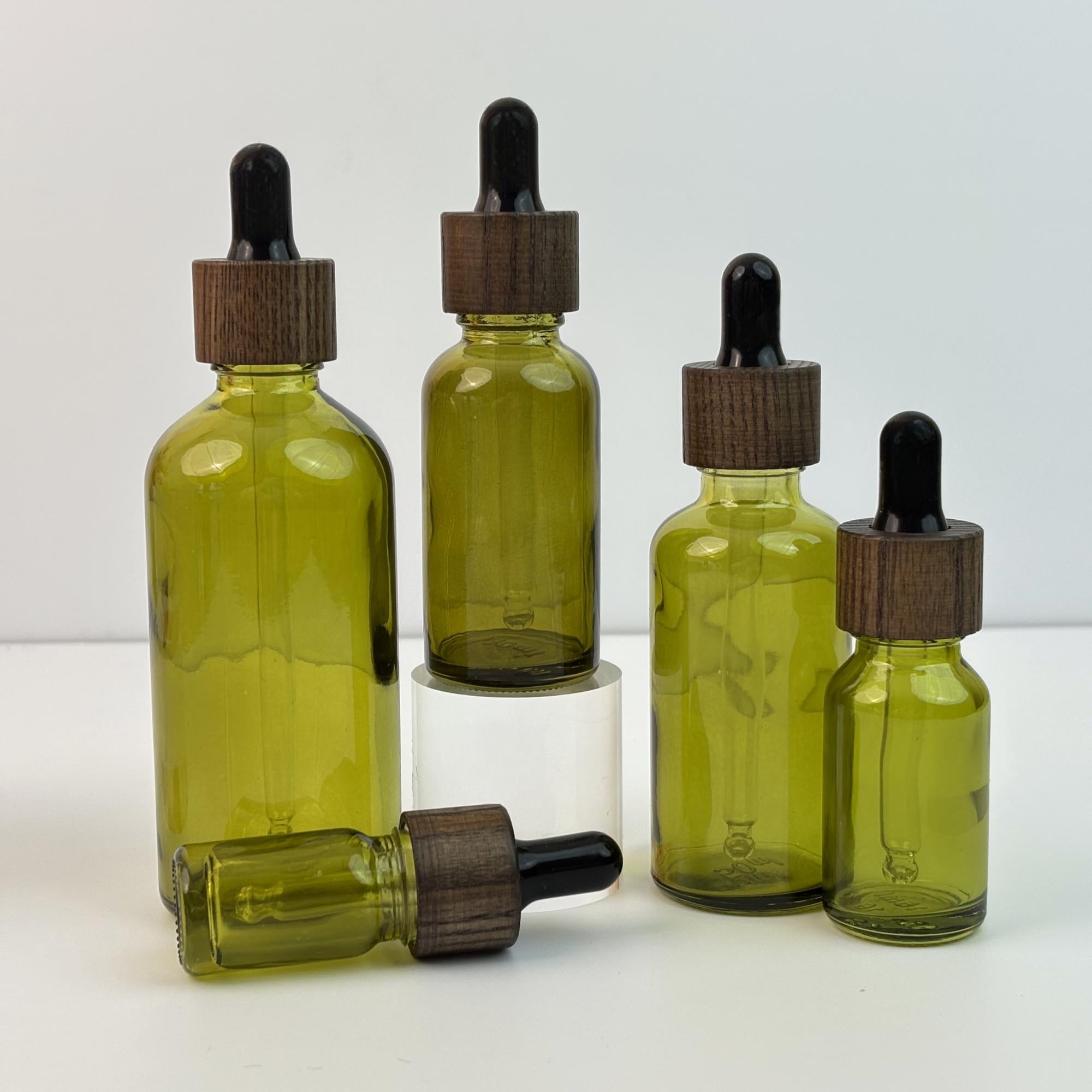 Glass Eye Dropper Bottles with Wood Lid