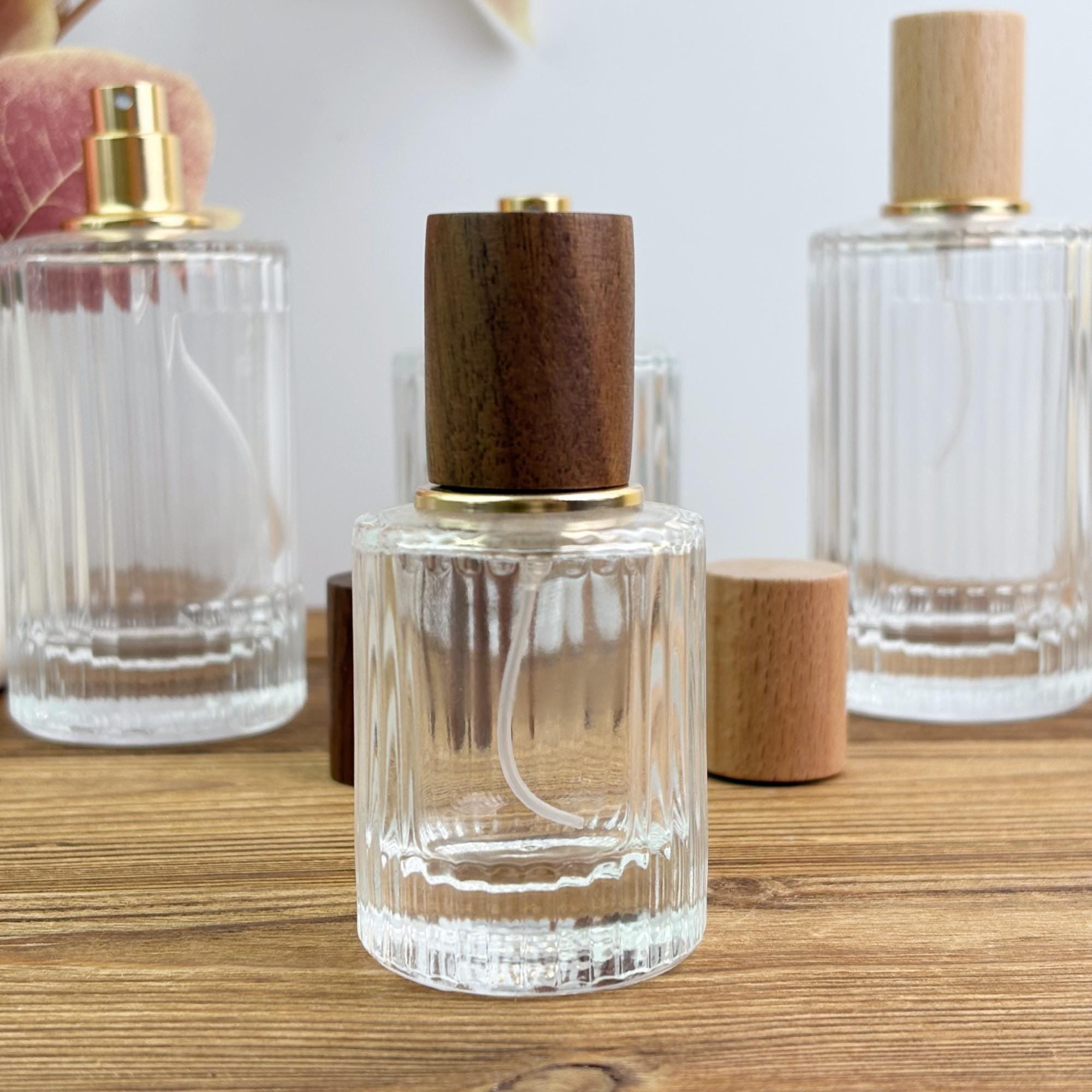 Refillable Glass Perfume Bottle with Wooden Cap