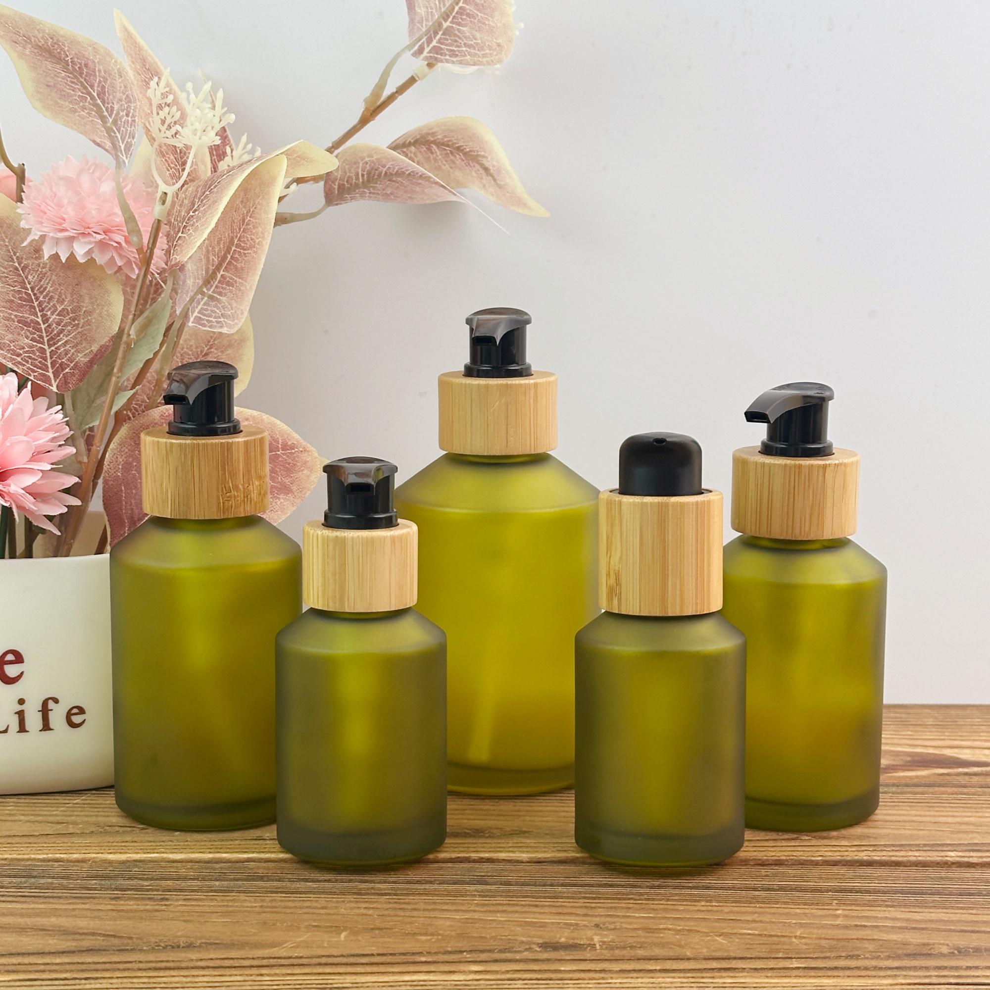Green Glass Cosmetic Bottles and Jars