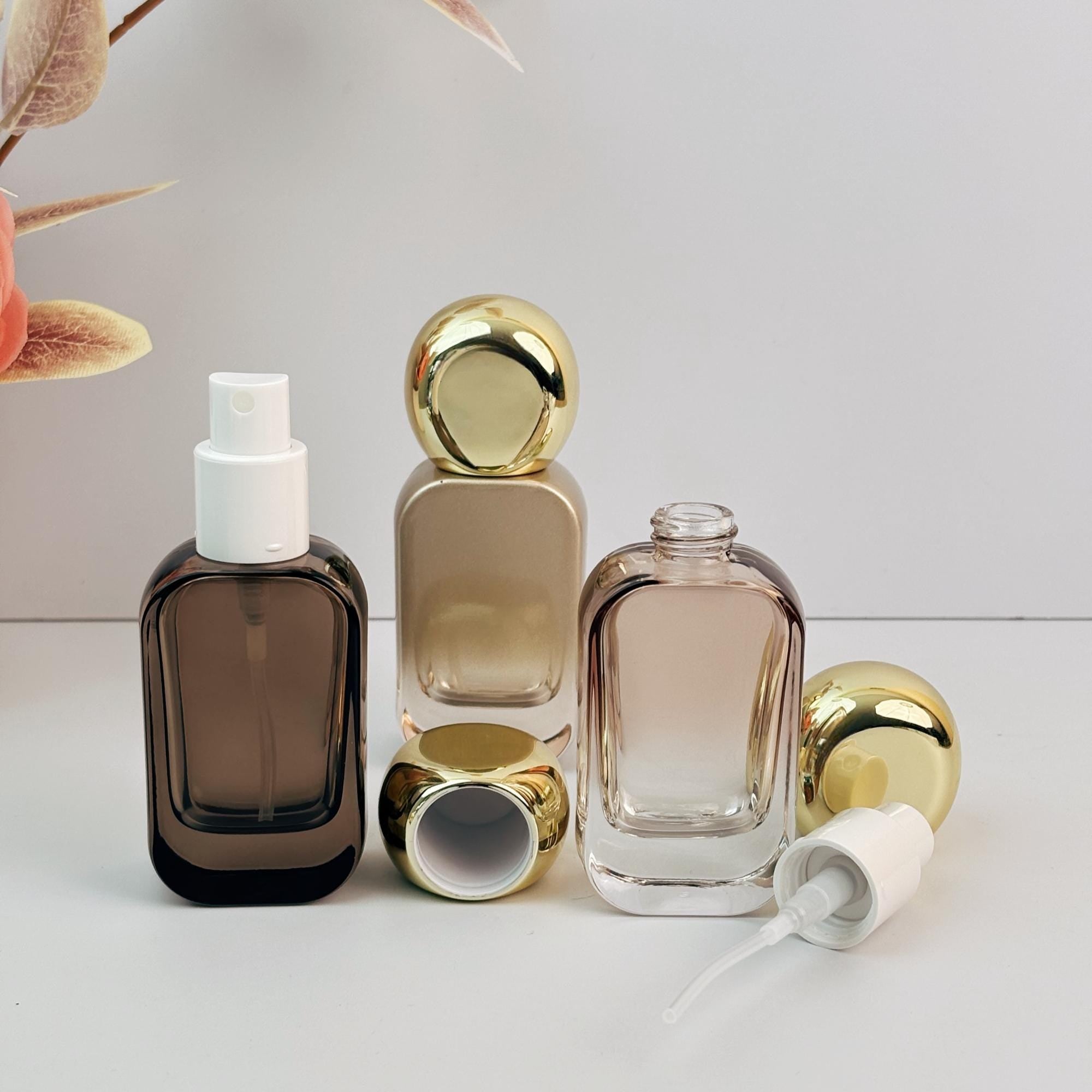 Luxury Gold-Top Glass Perfume Spray Bottles