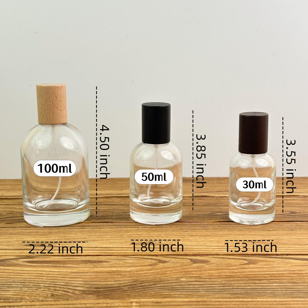 Clear Glass Perfume Spray Bottle with Wooden Cap