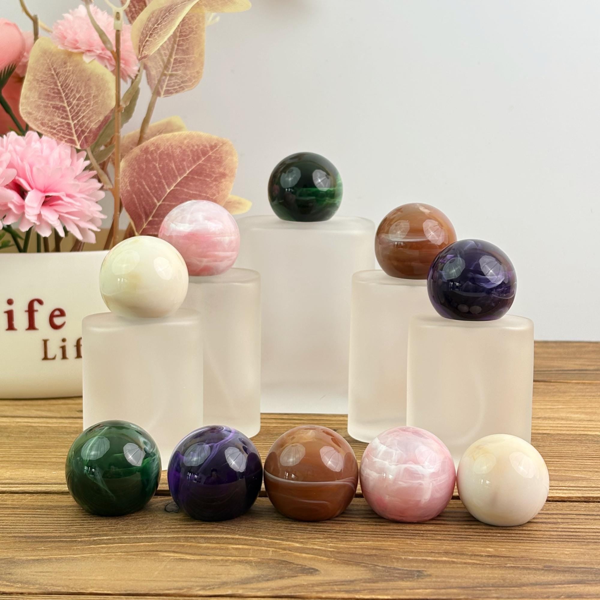 30ml 50ml 100ml Frosted Glass Spray Bottle with Marble Ball Cap
