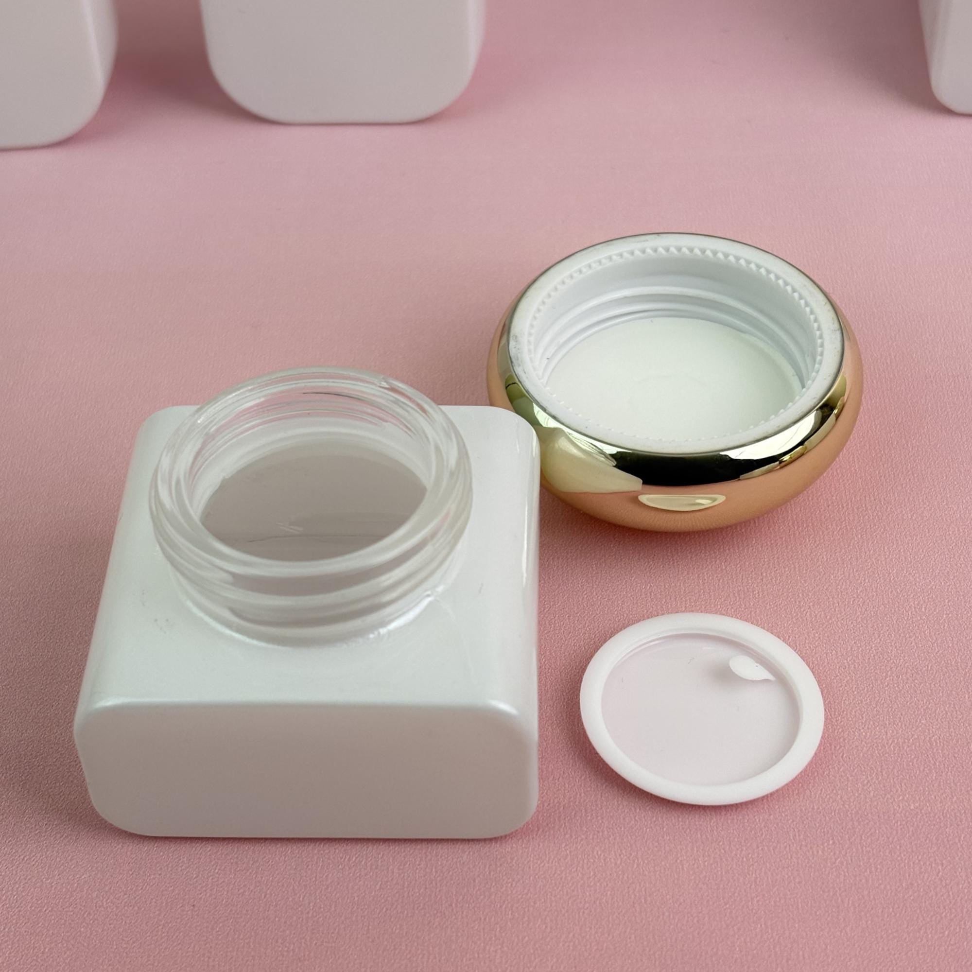 Luxury White Glass Cosmetic Containers