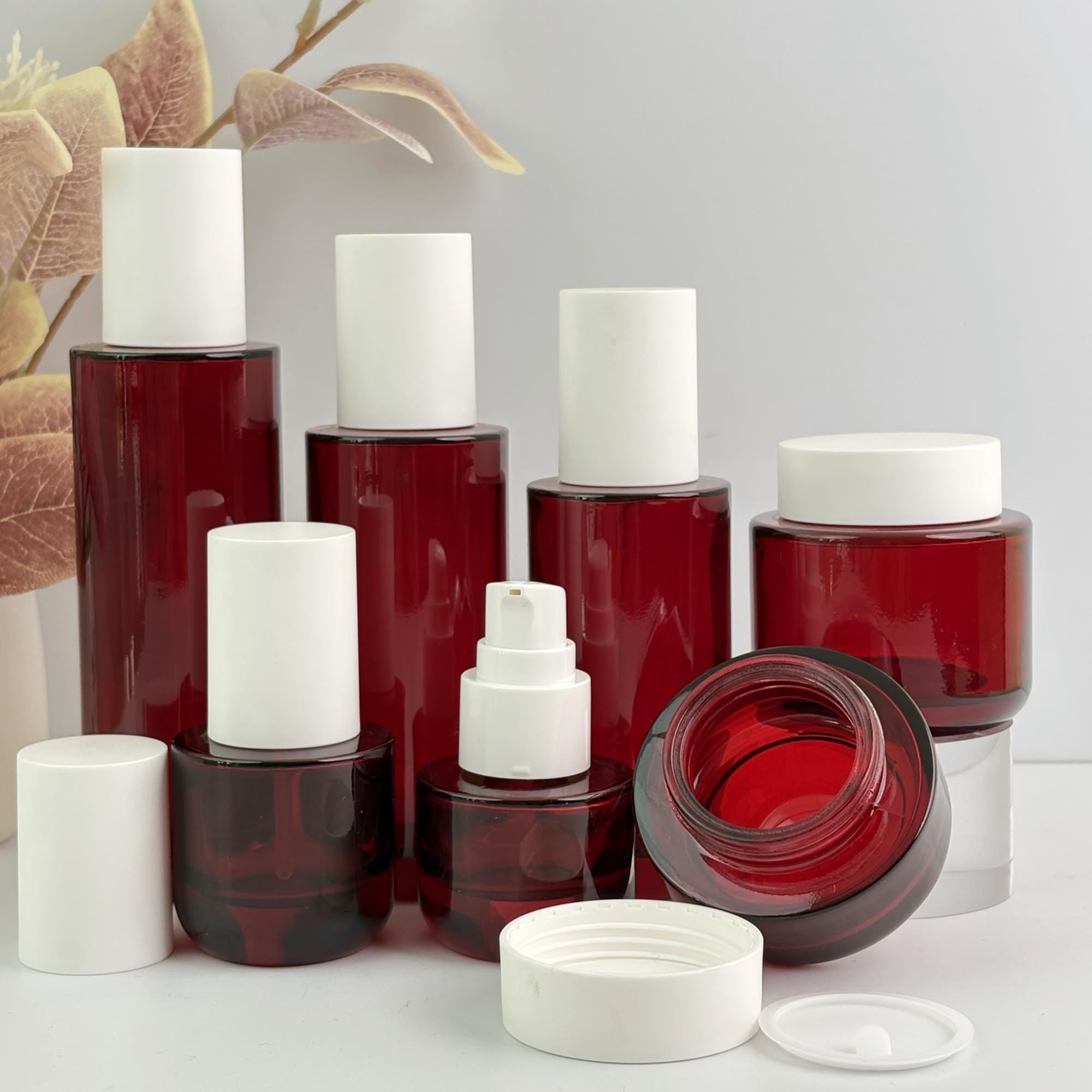 Red Glass Cosmetic Packaging