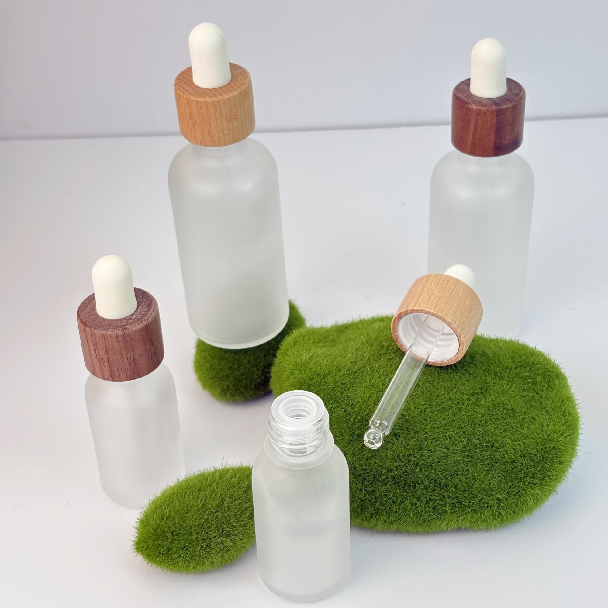 Empty Frosted Glass Dropper Bottles