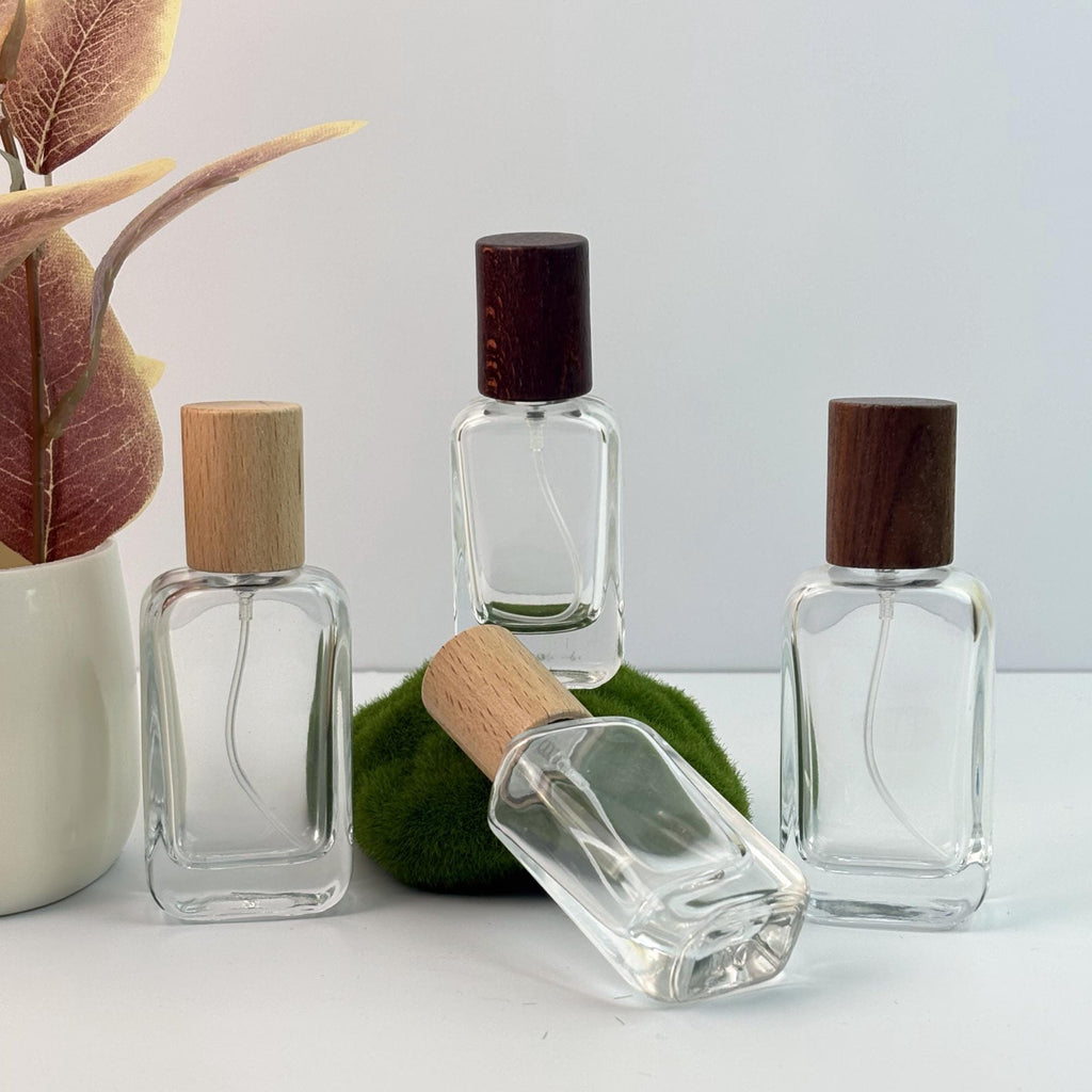 Perfume Glass Spray Bottles with Wood Cap