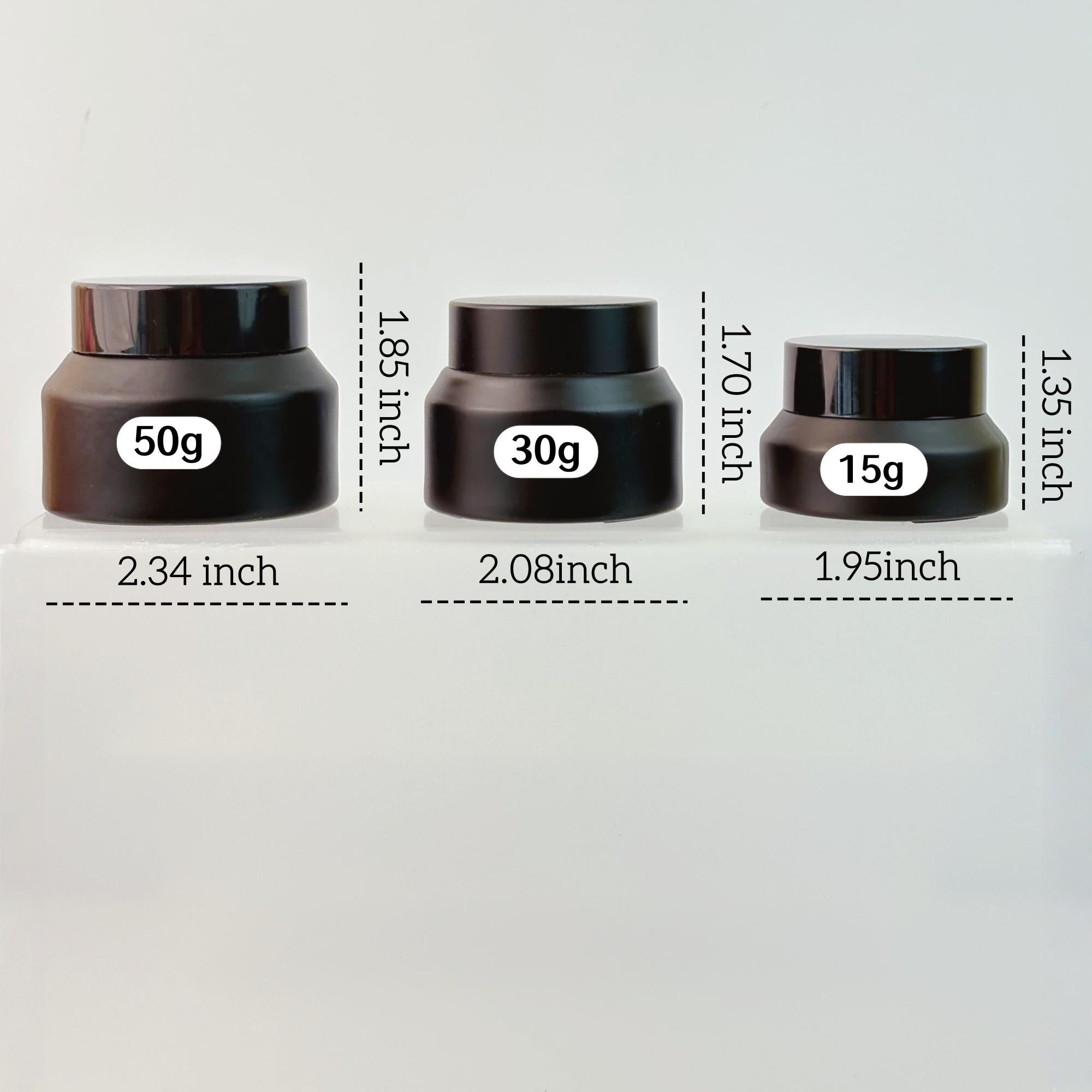 15g 30g 50g Matte Black Glass Cream Jars