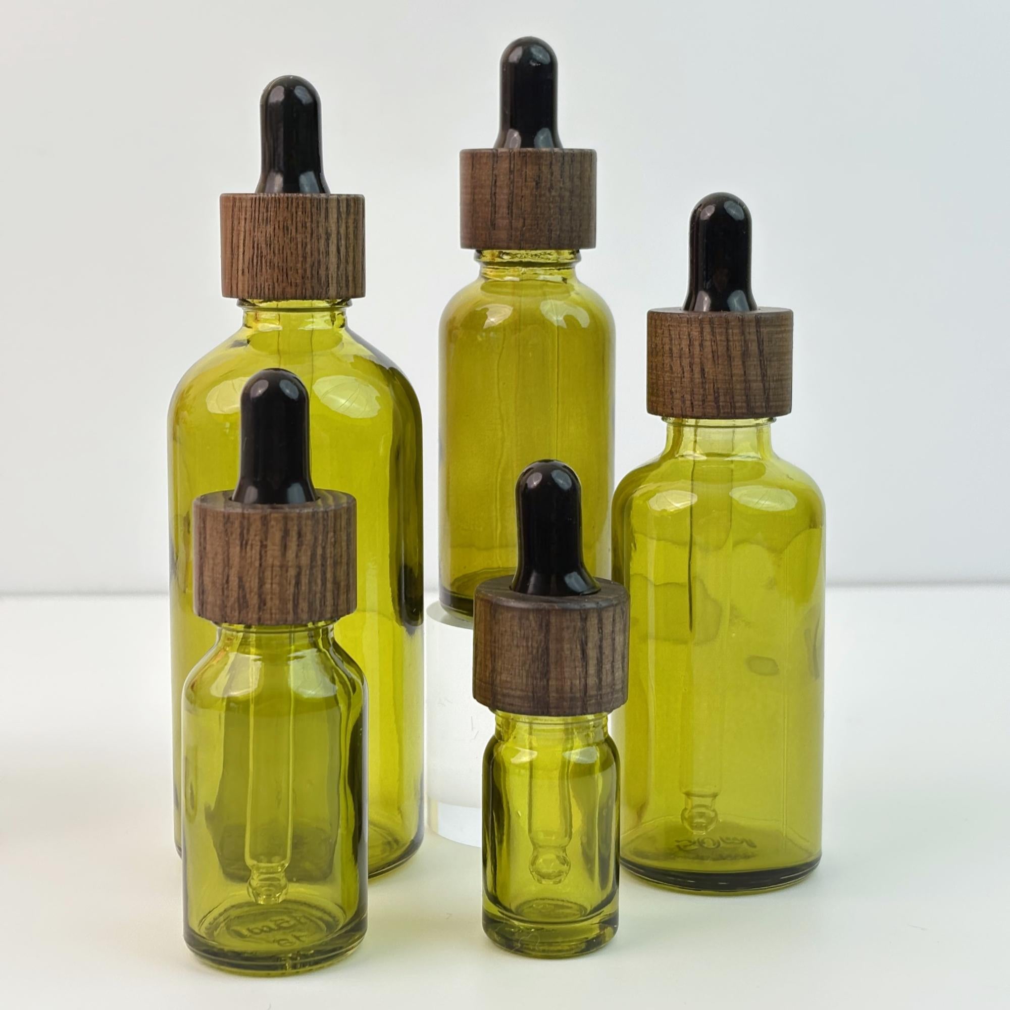 Glass Eye Dropper Bottles with Wood Lid