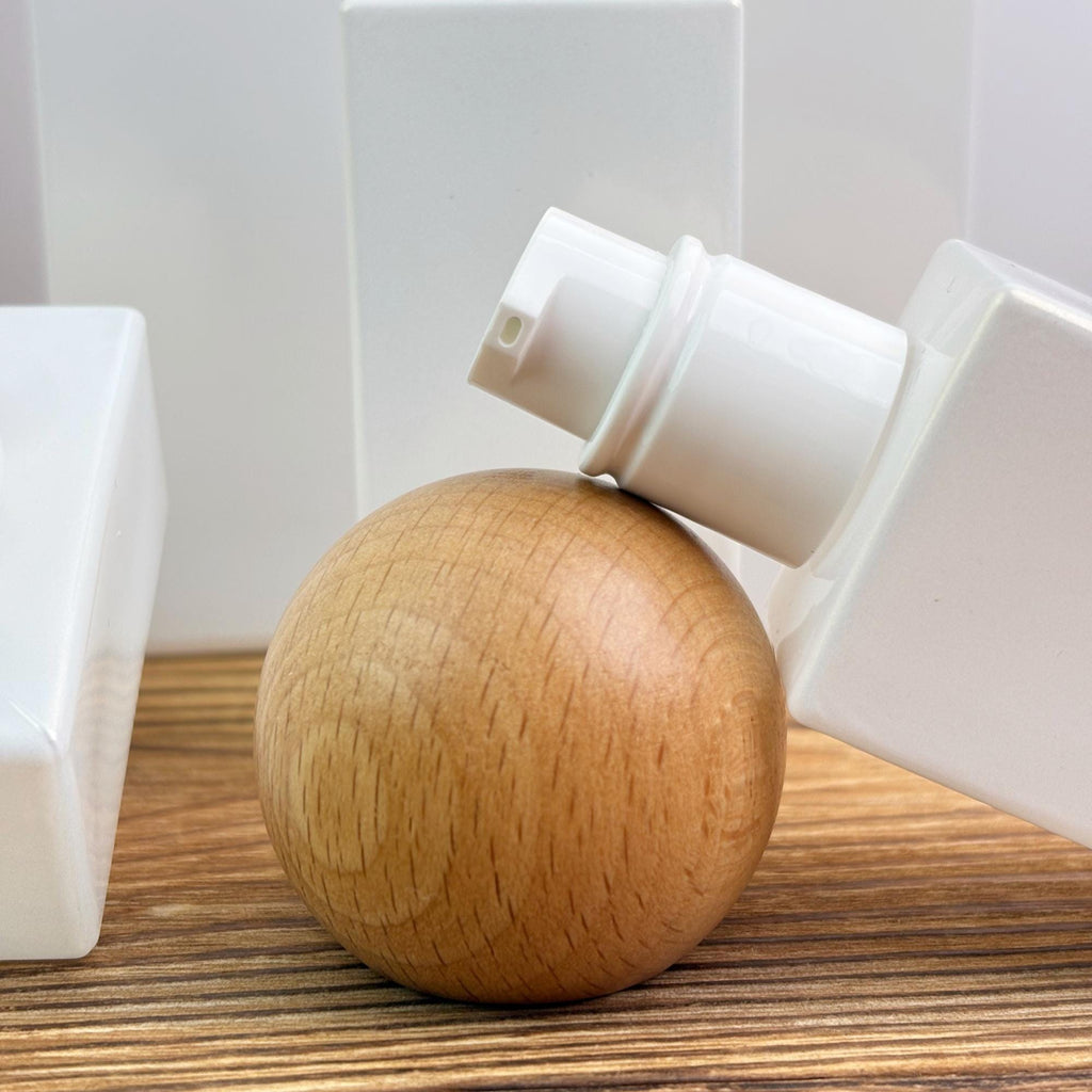 White Glass Lotion Bottle and Cream Jar