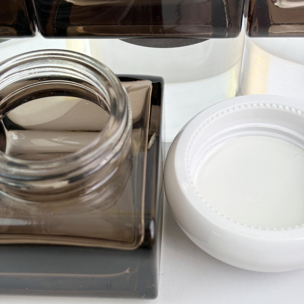 Square Glass Cream Jars with Multiple Cap