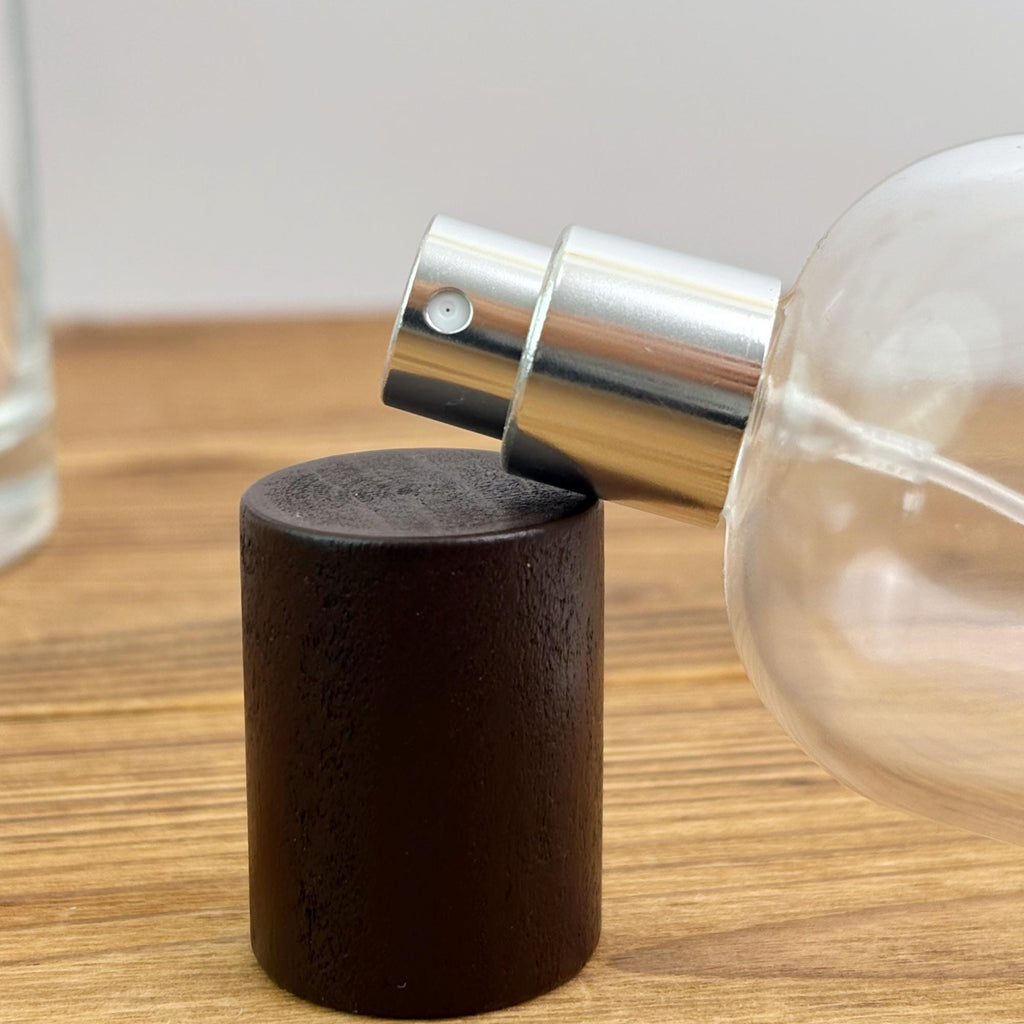 Clear Glass Perfume Spray Bottle with Wooden Cap