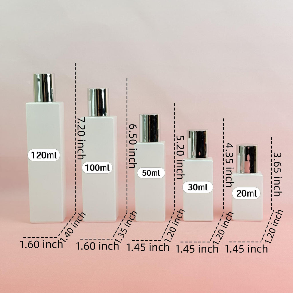 Elegant White Square Glass Cosmetic Containers