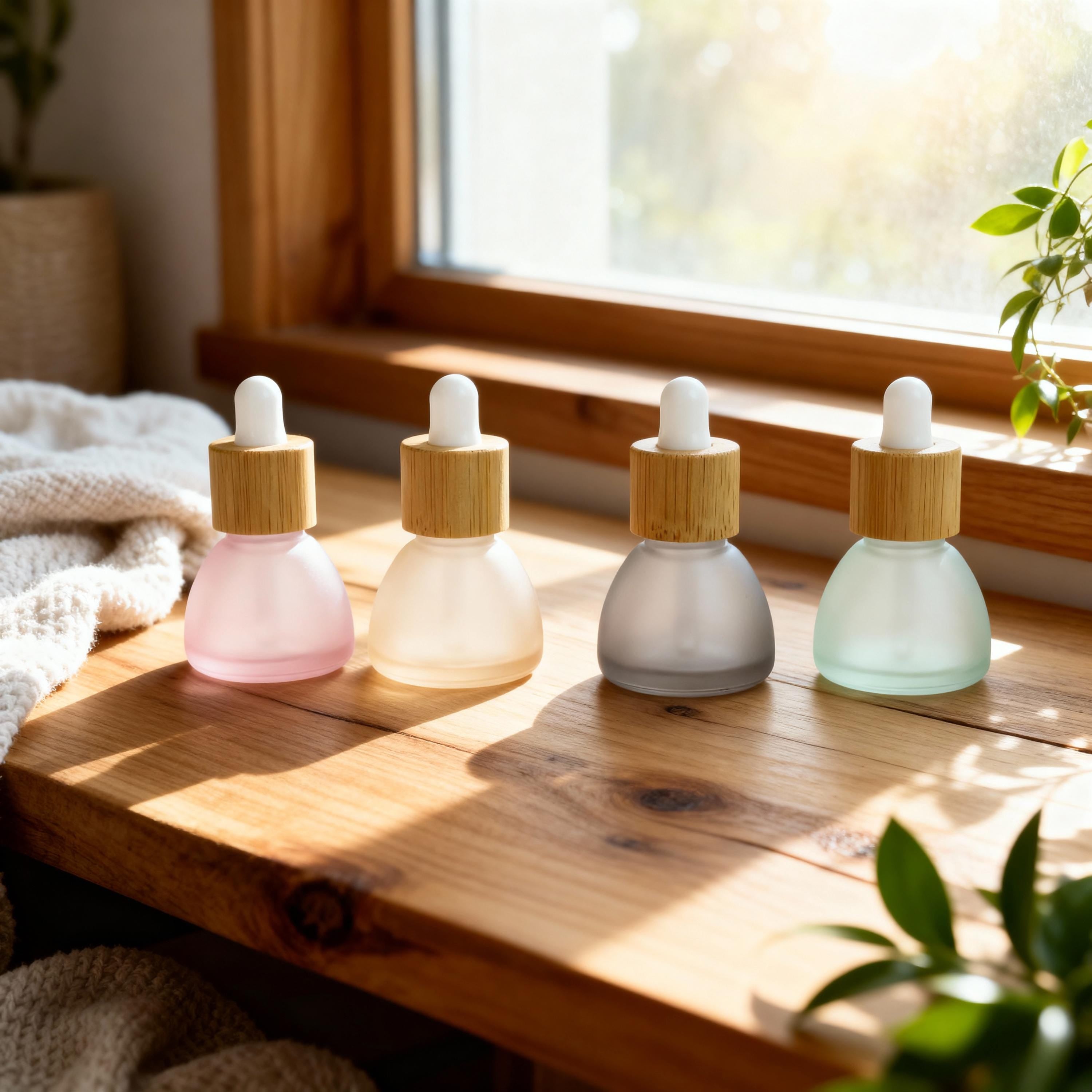 8ml Colorful Frosted Glass Dropper Bottle with Wooden lid