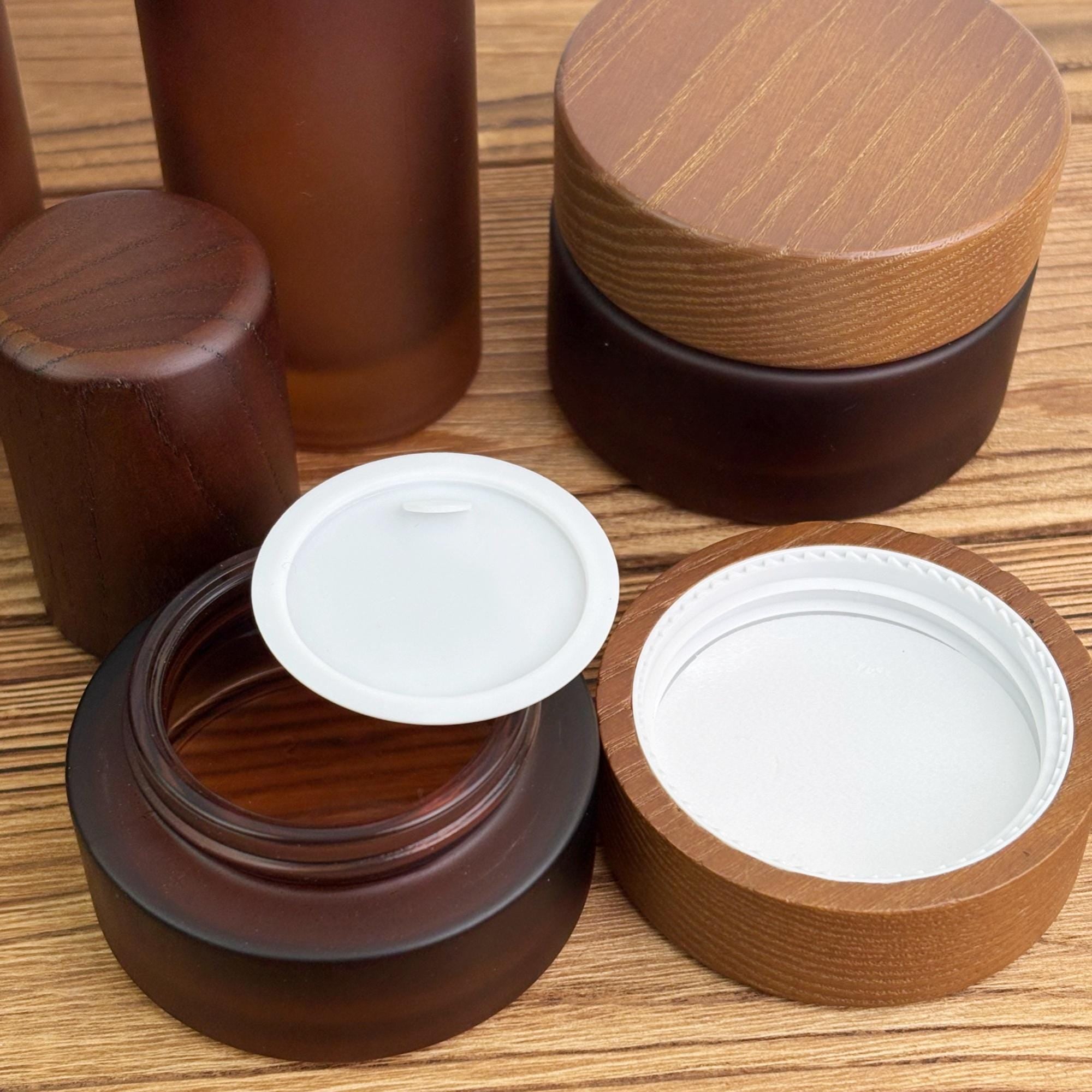 Empty Amber Frosted Glass Cosmetic Packaging