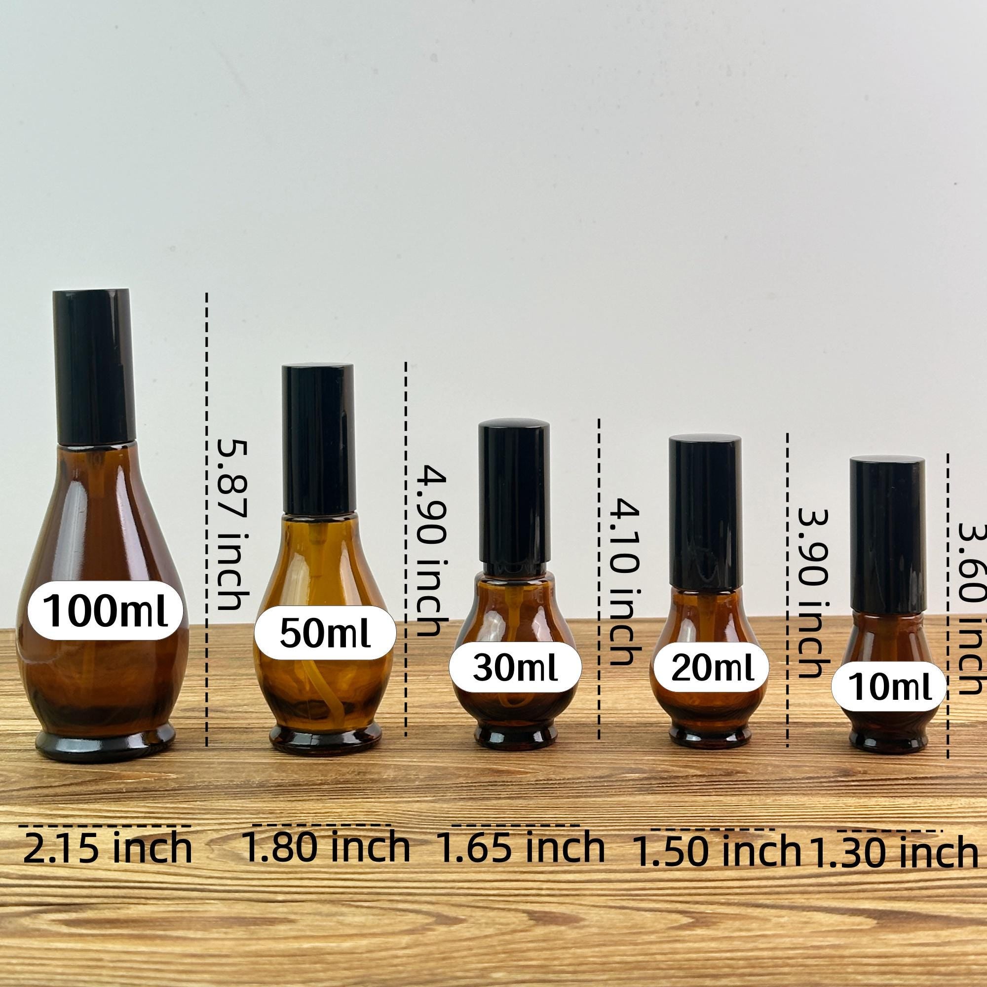 Amber Glass Fine Mist Spray Bottles with Black Caps