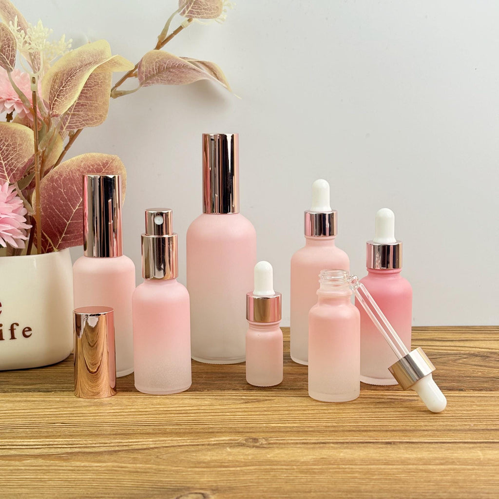 Gradient Pink Glass Dropper Bottle