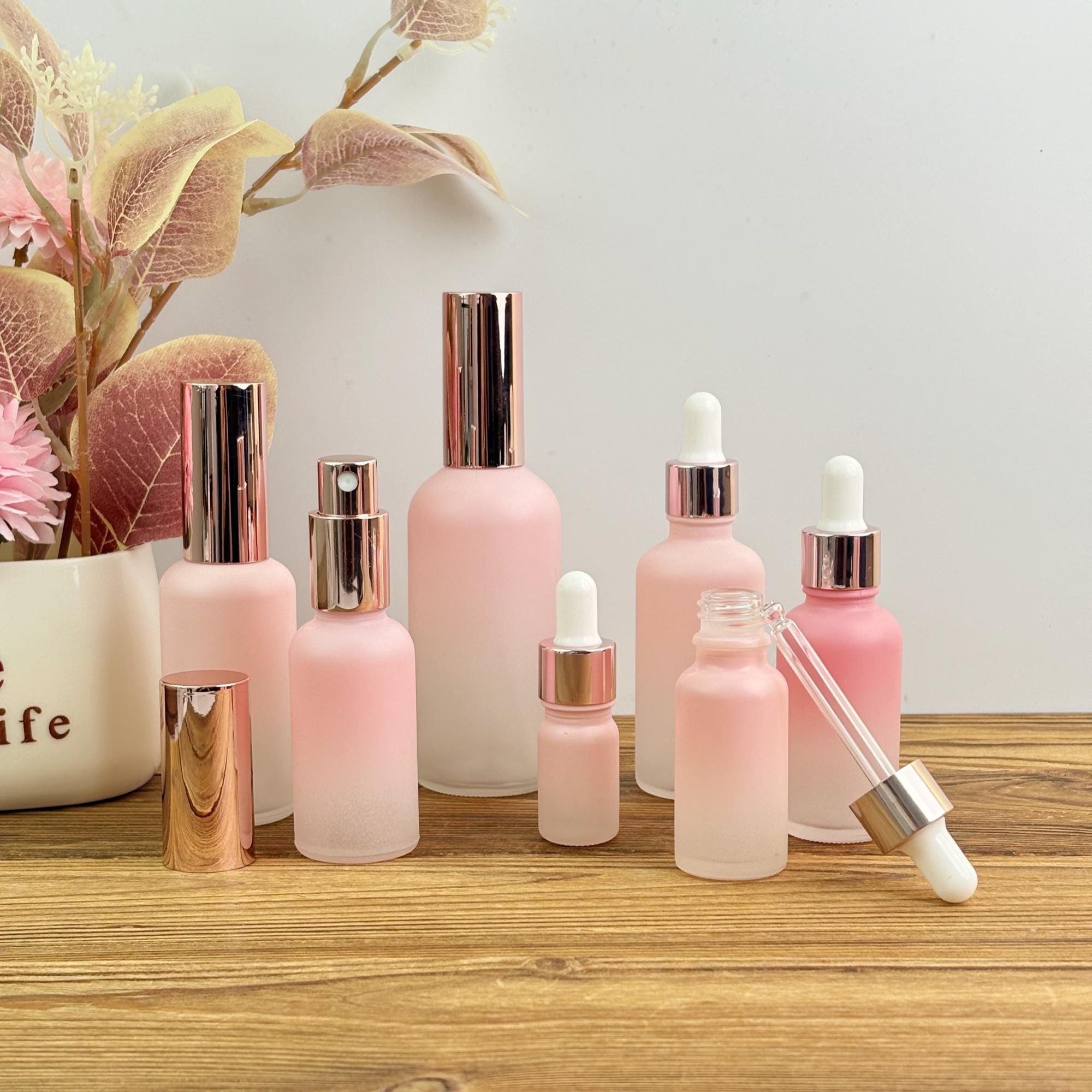 Gradient Pink Glass Dropper Bottle
