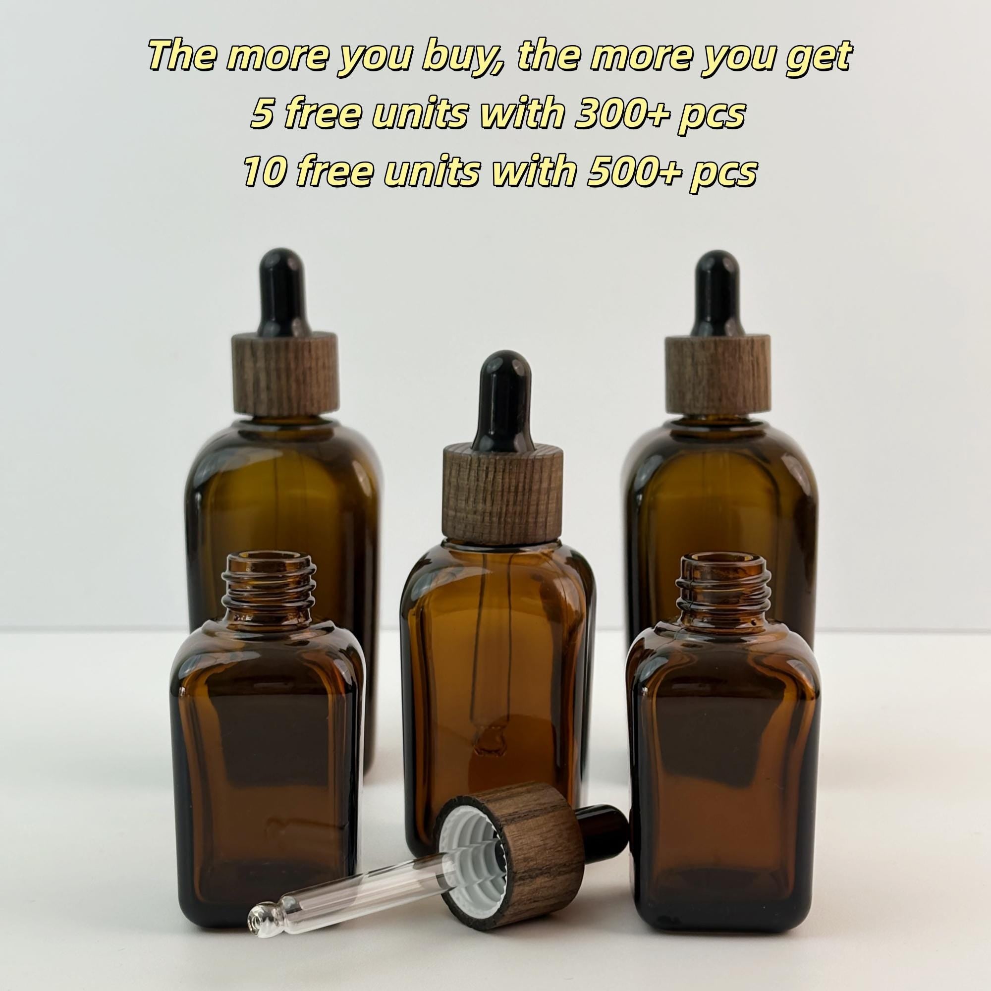 Amber Glass Square Dropper Bottles