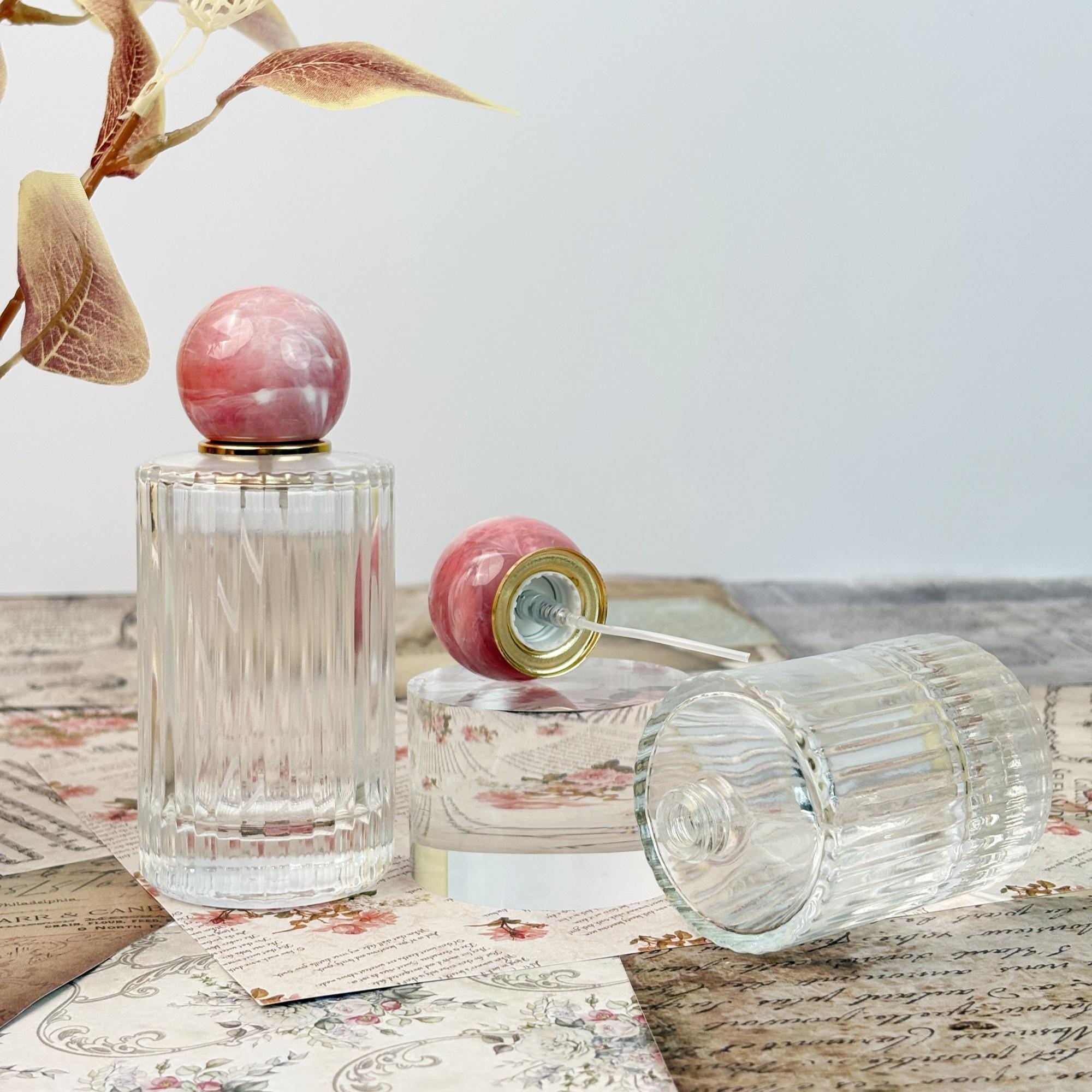 Luxury Clear Striped Glass Spray Bottle