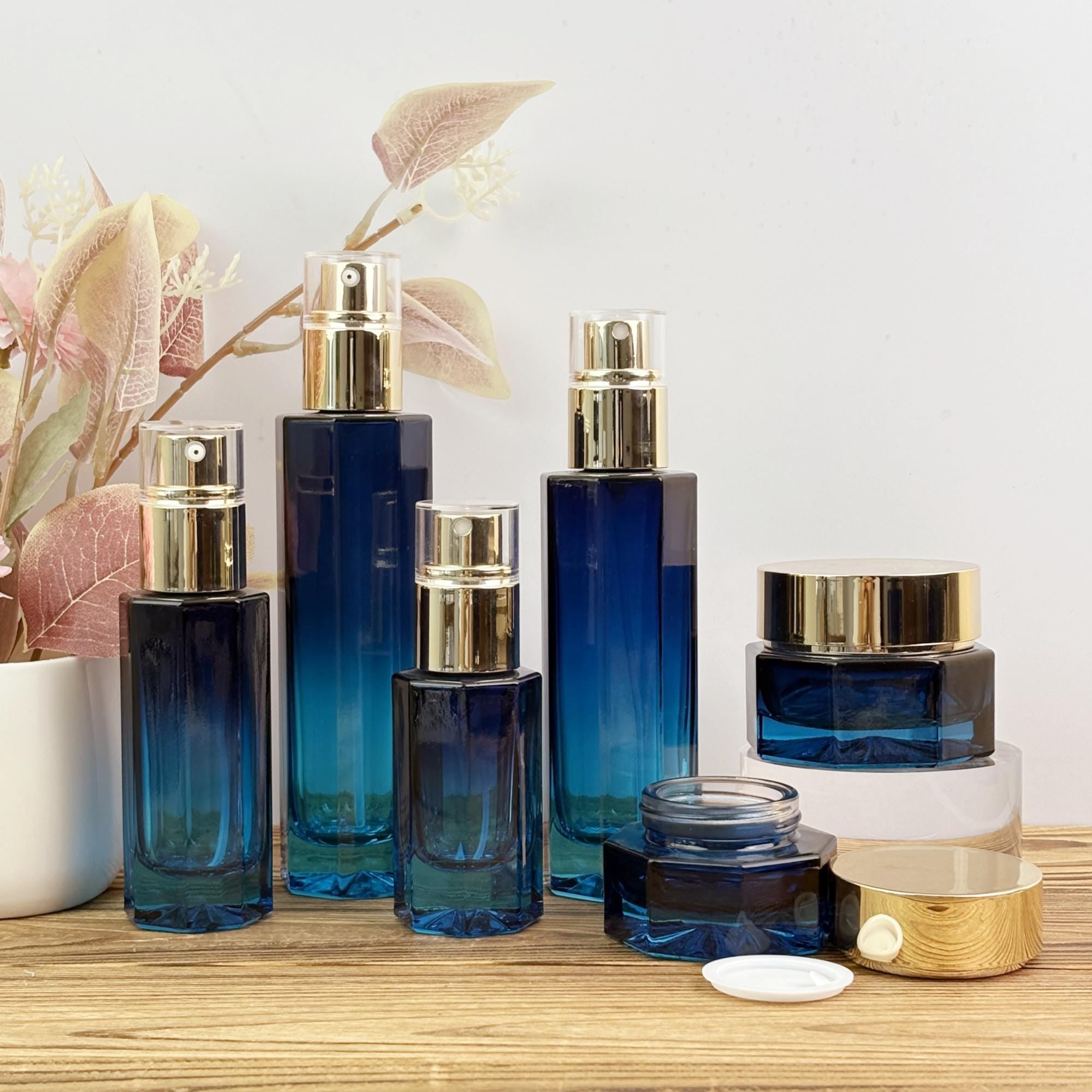 Luxury Gradient Blue Glass Bottles