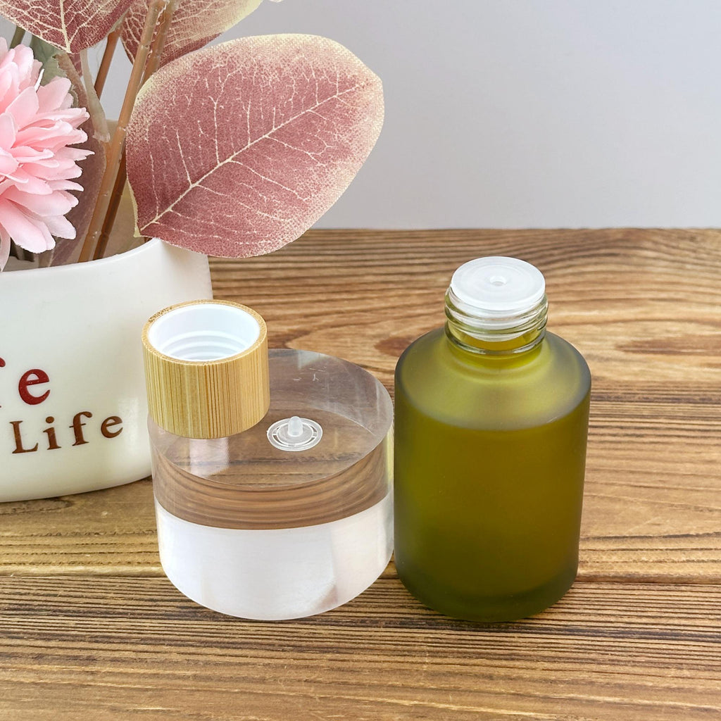 Green Glass Cosmetic Bottles and Jars
