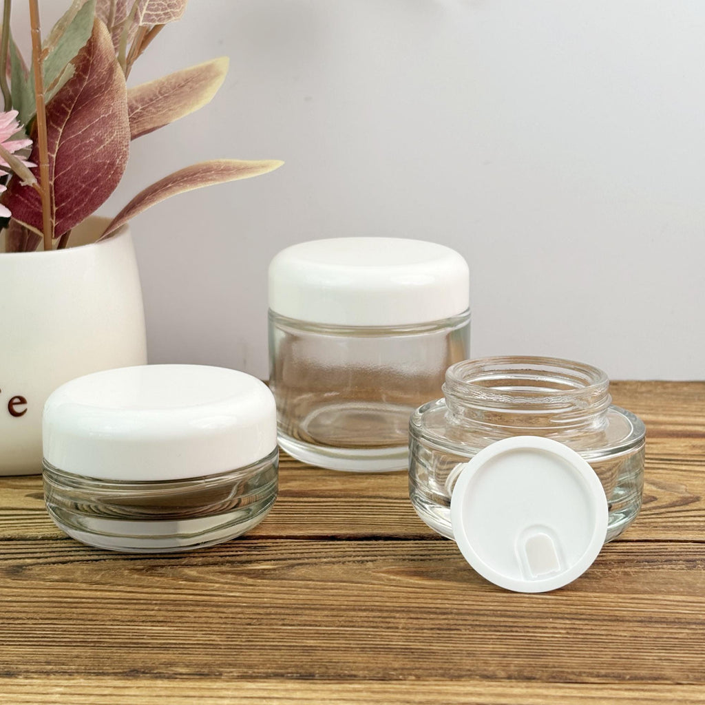 Minimalist Glass Clear Spray Bottle and Cream Jar