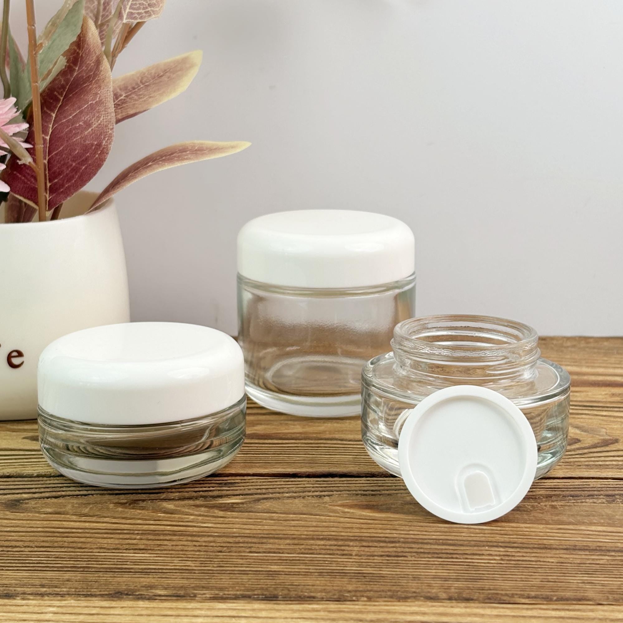 Minimalist Glass Clear Spray Bottle and Cream Jar