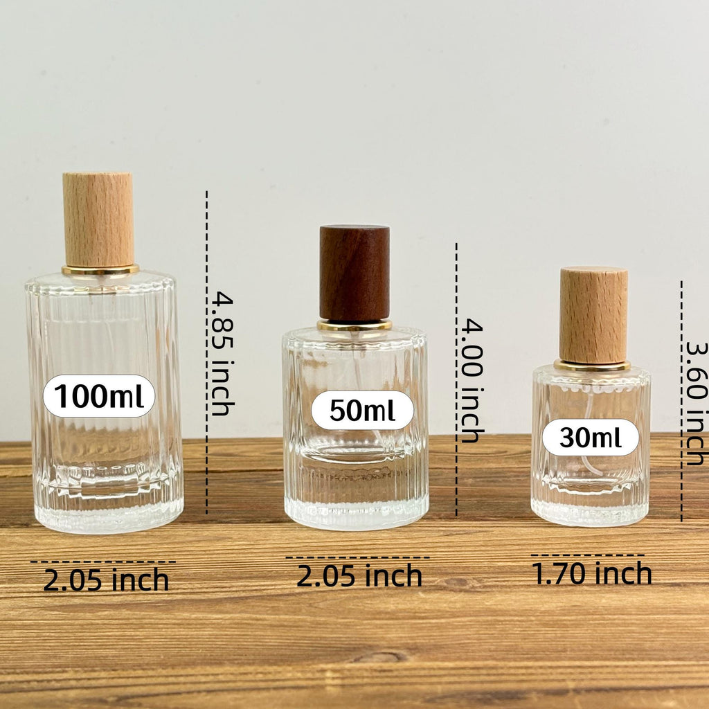 Refillable Glass Perfume Bottle with Wooden Cap