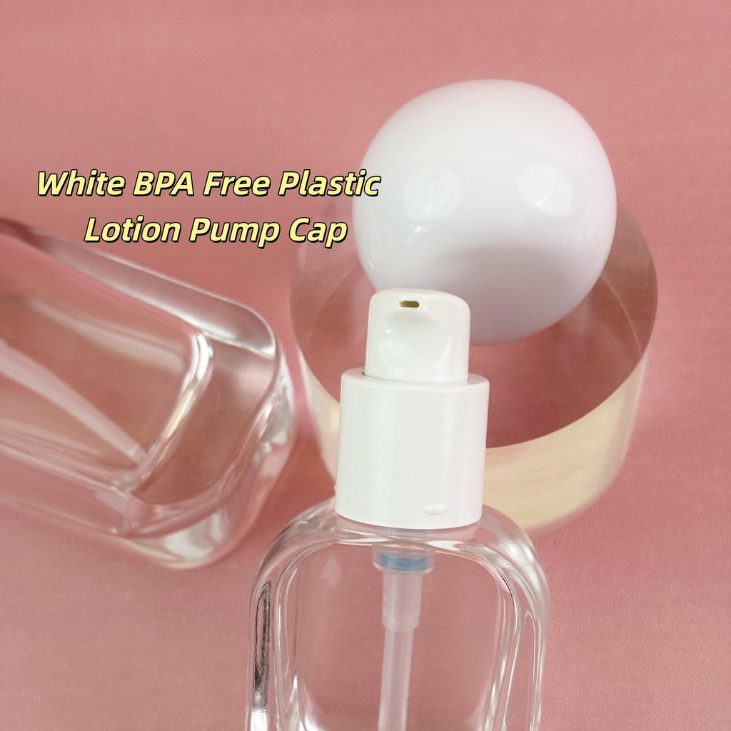 Luxury White Round Cap Clear Glass Lotion Pump Bottles