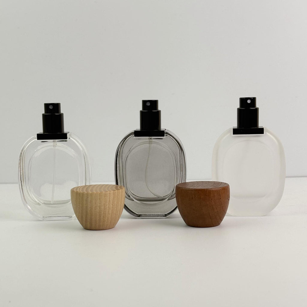 30ml Glass Spray Bottle with Wooden Cap, Frosted