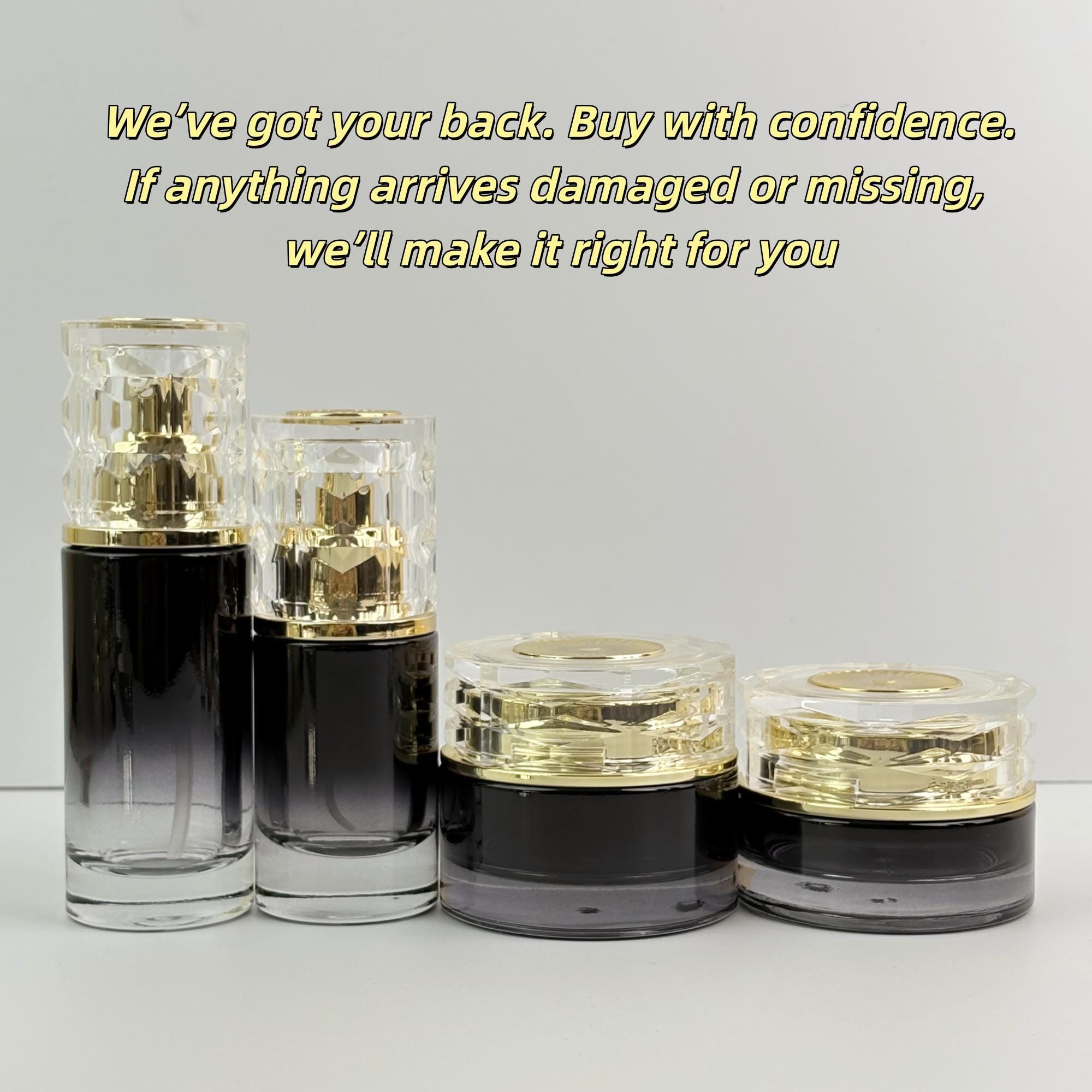 Luxury Black Gradient Glass Cosmetic Containers