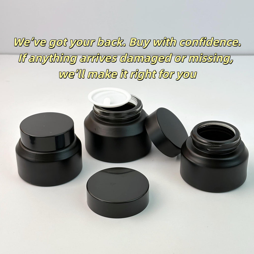 15g 30g 50g Matte Black Glass Cream Jars